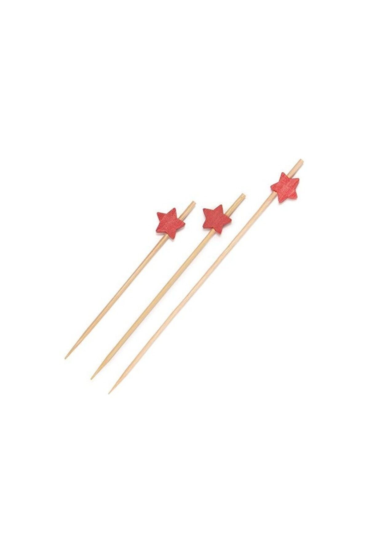yuandong Bambu Kırmızı Yıldız 12 Cm Kürdan (50'li), Sunum Kürdanı