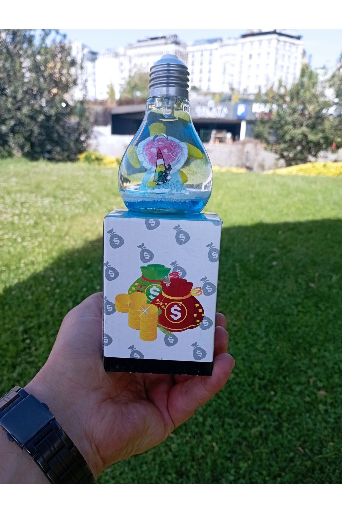 PrestijHediye Renk Değiştiren Ambiyans Fenomen Trend Kaplumbağa Şörfçü Cam Ampül Masa Gece Lambası