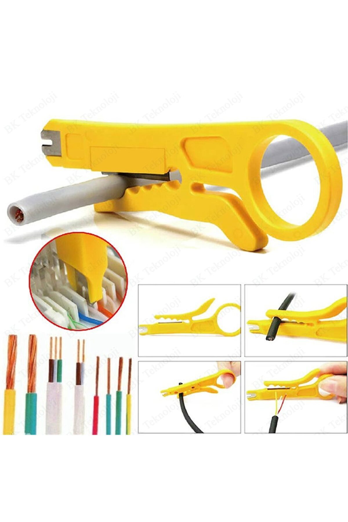 Mini Taşınabilir Tel Stripper Bıçak Crimper Pense Sıkma Aracı Kablo Sıyırma Tel Kesici Sarı