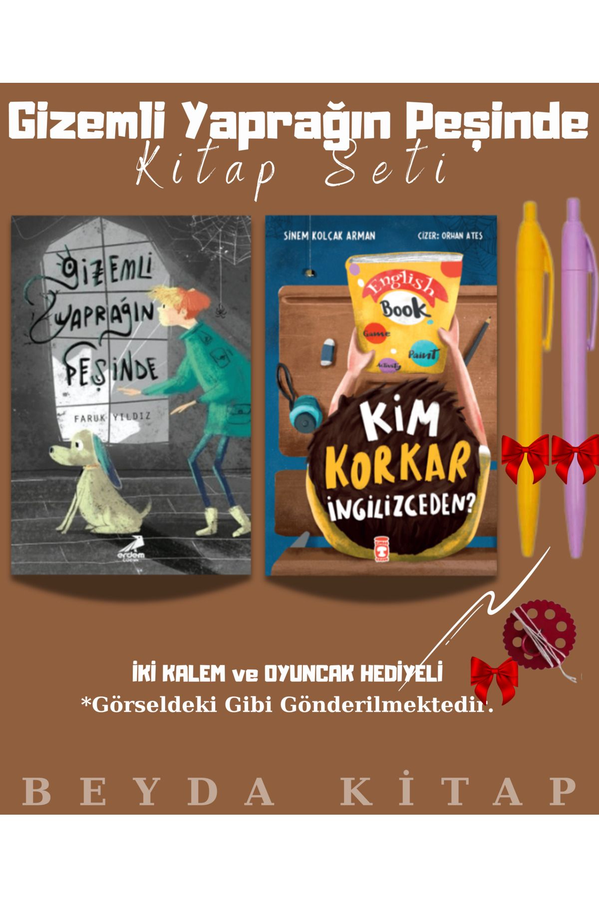 Erdem Yayınları Gizemli Yaprağın Peşinde - Kim Korkar İngilizceden - Kalem ve Oyuncak Hediyeli Kitap Seti