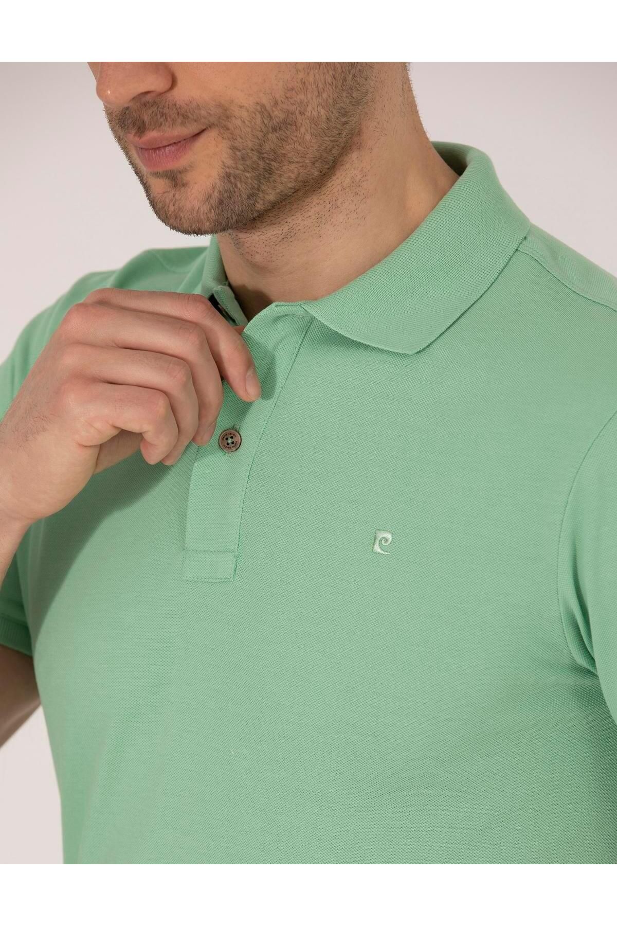 MENA Açık Yeşil Slim Fit Polo Yaka Basic Tişört
