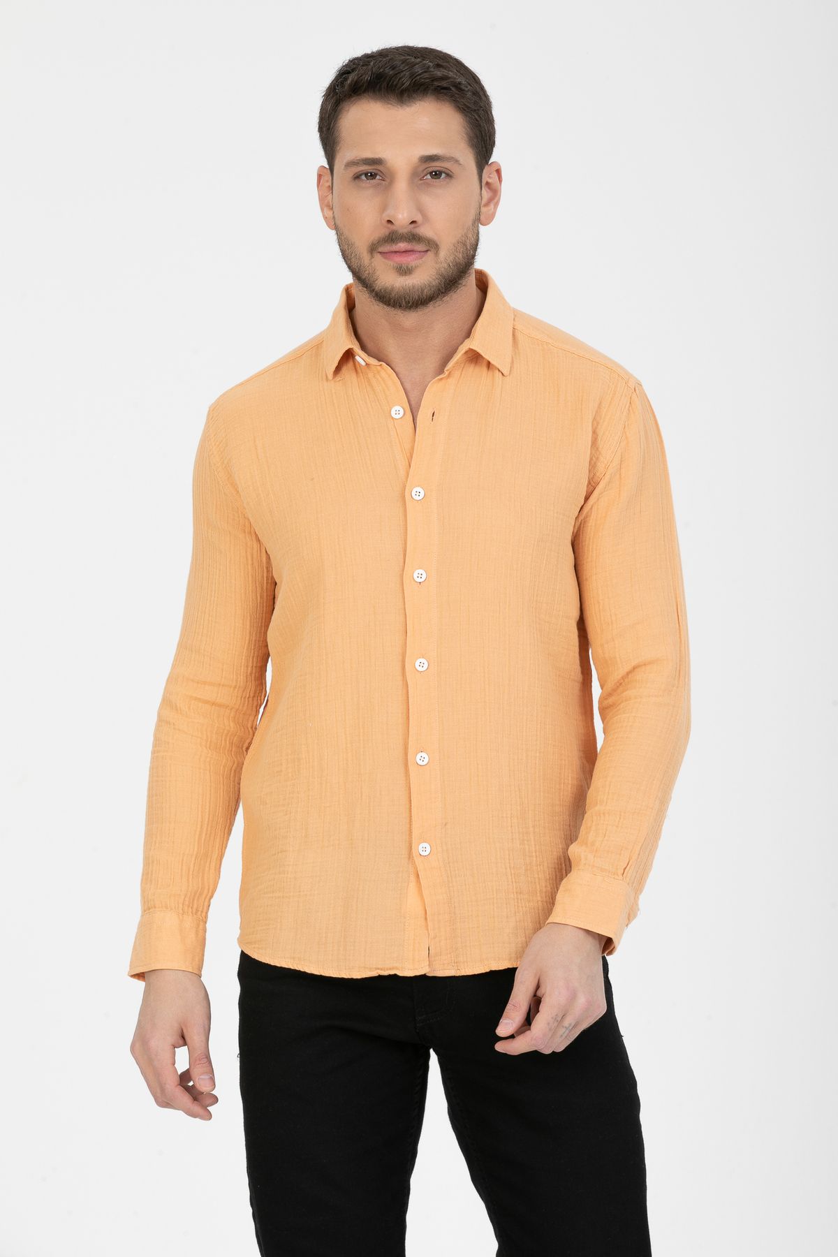 Klothy Erkek Uzun Kol Regular Fit Müslin Gömlek 2595