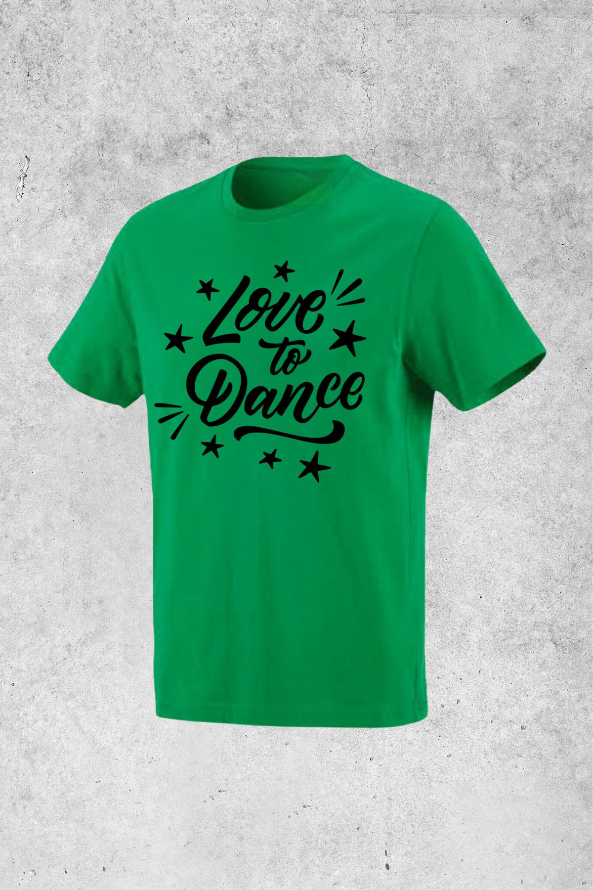 MOLICO Basic unisex sıfır yaka kısa kollu love the dance baskılı tshirt
