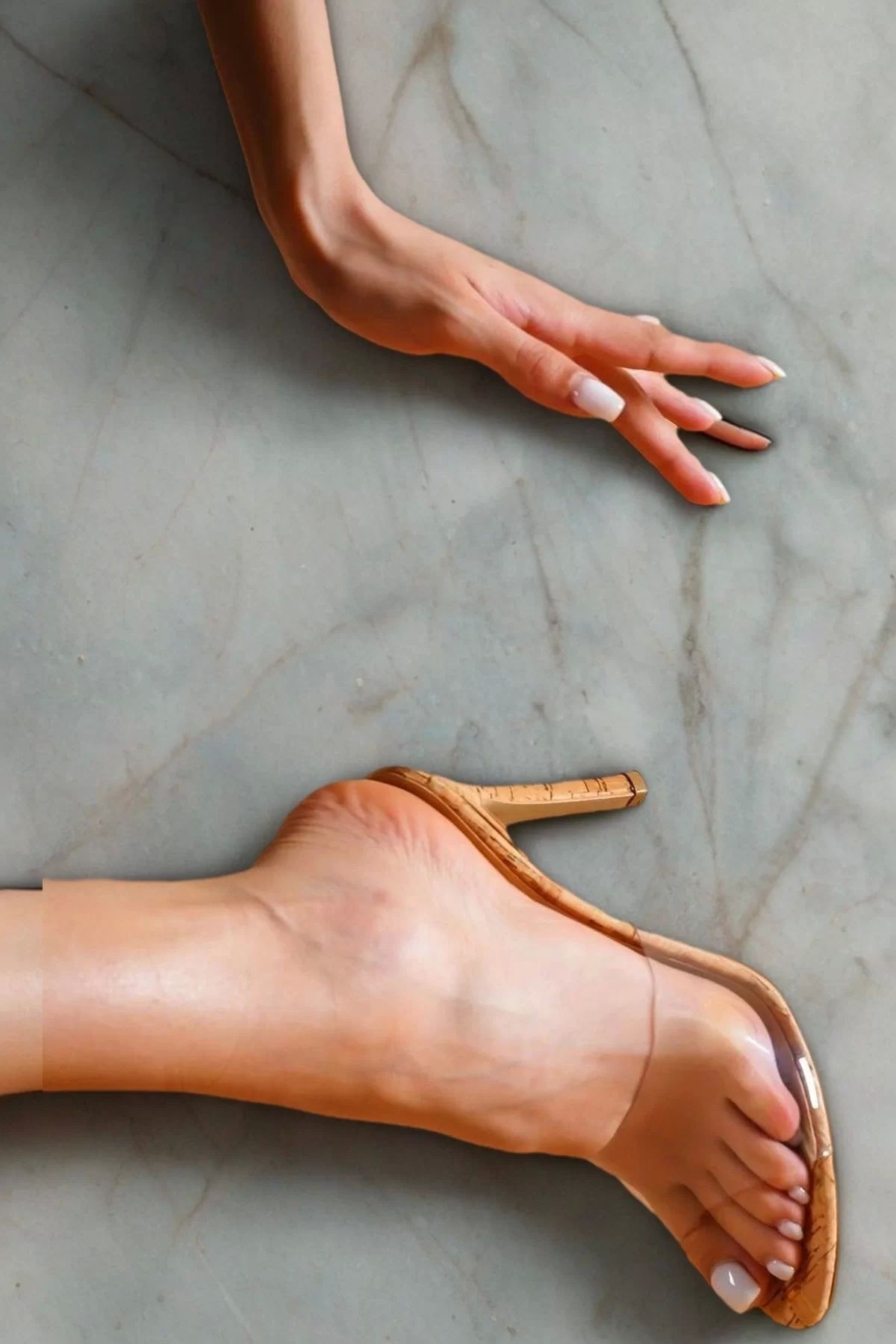 PayBuy Şeffaf Bantlı Mantar Desenli İnce Topuklu Terlik Zarif ve Modern Yaz Kombini Stiletto Terlik