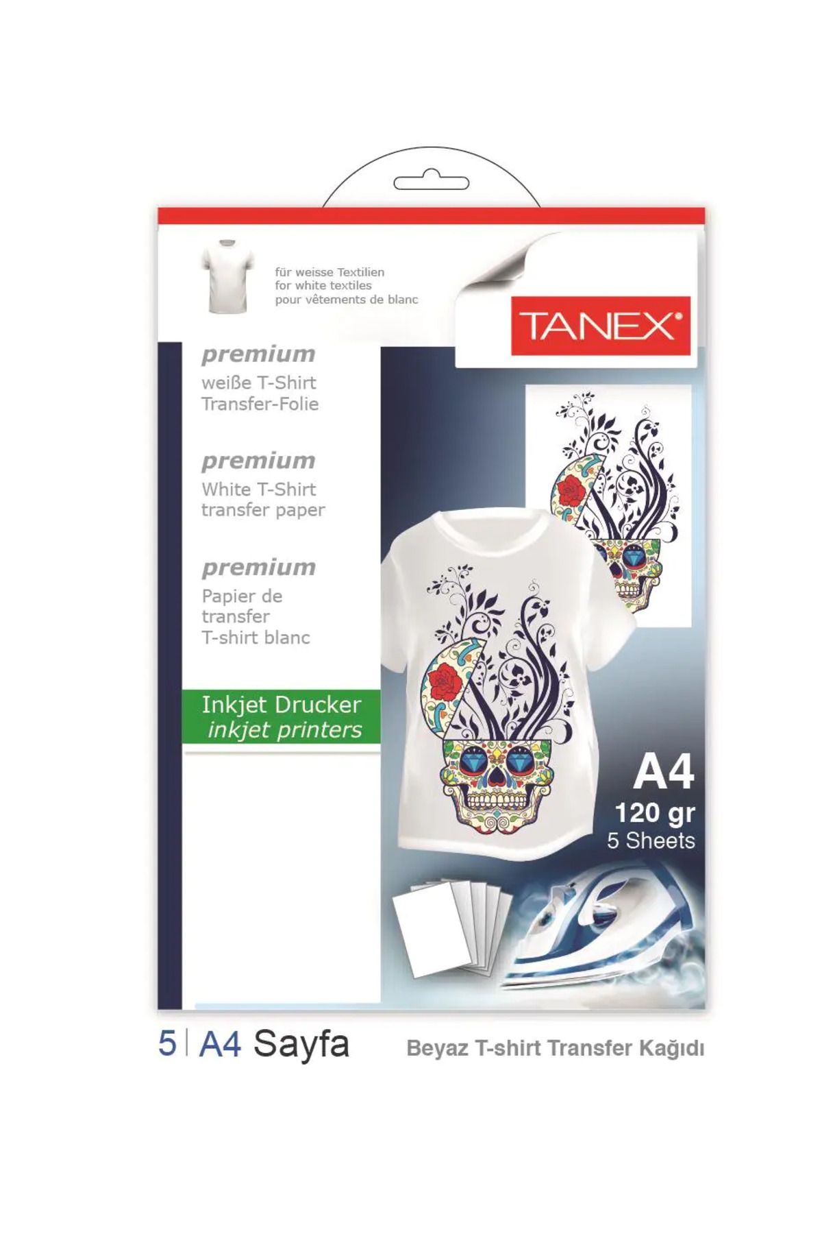 Tanex Kagıt T-shırt Transfer A4 Acık Renk 5 Lı