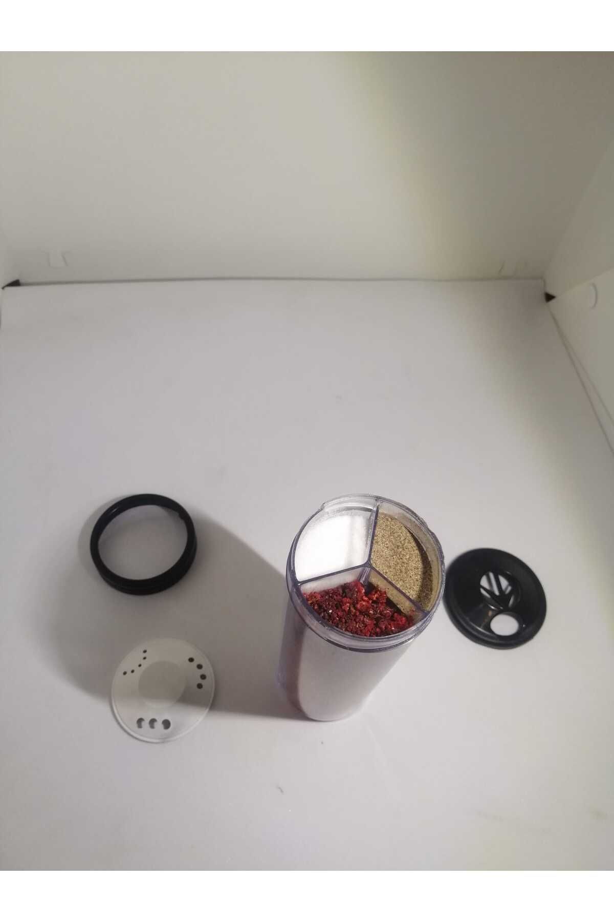 Demir Çeyiz-Dmr Life Salt Shaker Three Compartment Spice Rack One Movement Three Flavors Practical and Fast Use 8