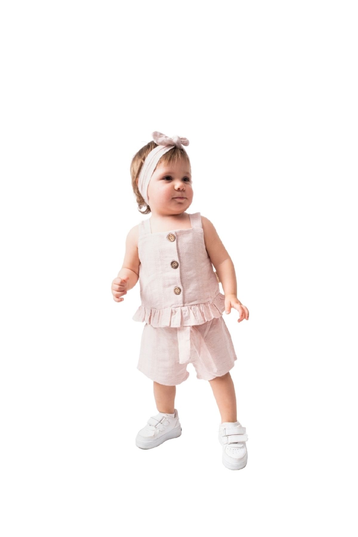 Latte Bebek POPSHOPS KIZ BEBEK 3-6-9-12-18 AY BAĞLAMALI ŞORTLU TAKIM