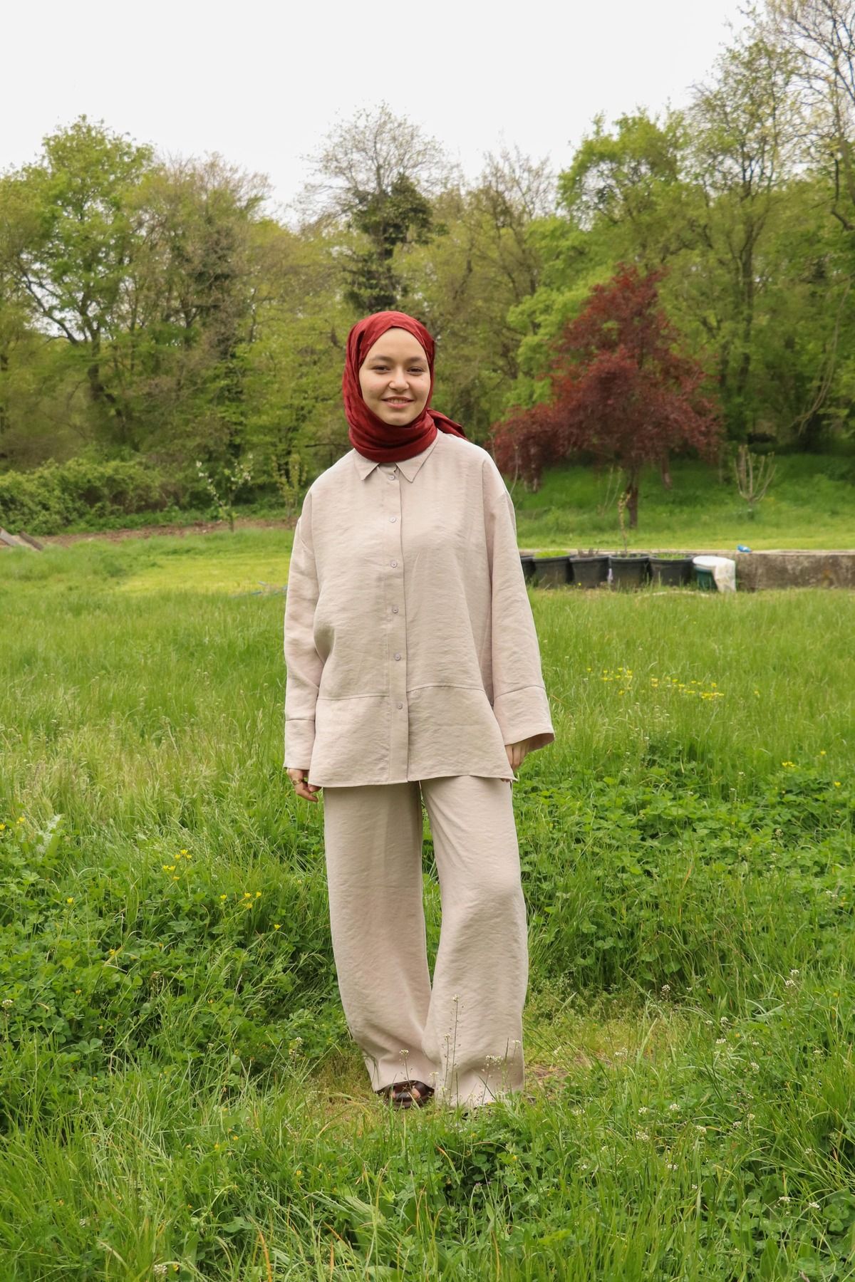 ilmek 25997 Kadın Modal Kumaş Kemerli Pantolonlu Takım