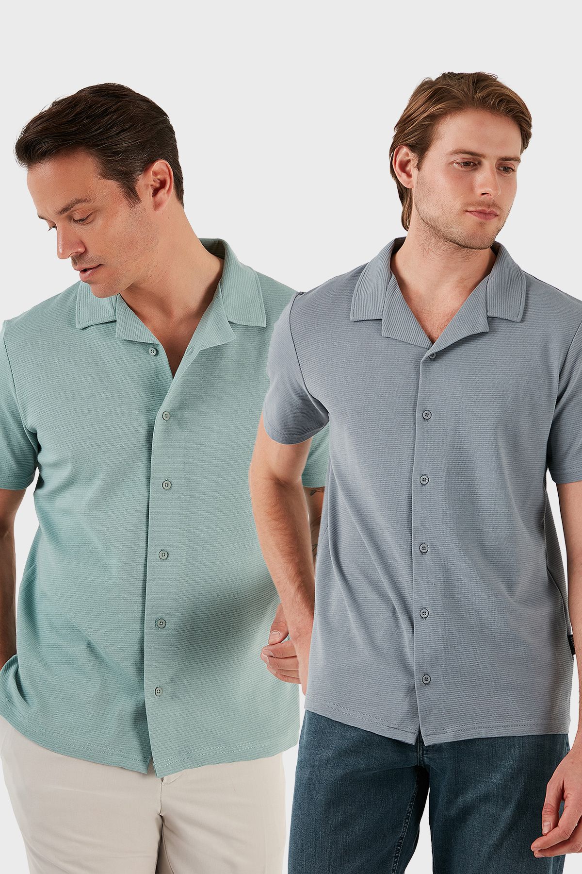 Buratti Pamuklu Regular Fit Kısa Kollu 2'li Paket Gömlek Erkek GÖMLEK 5902640S2