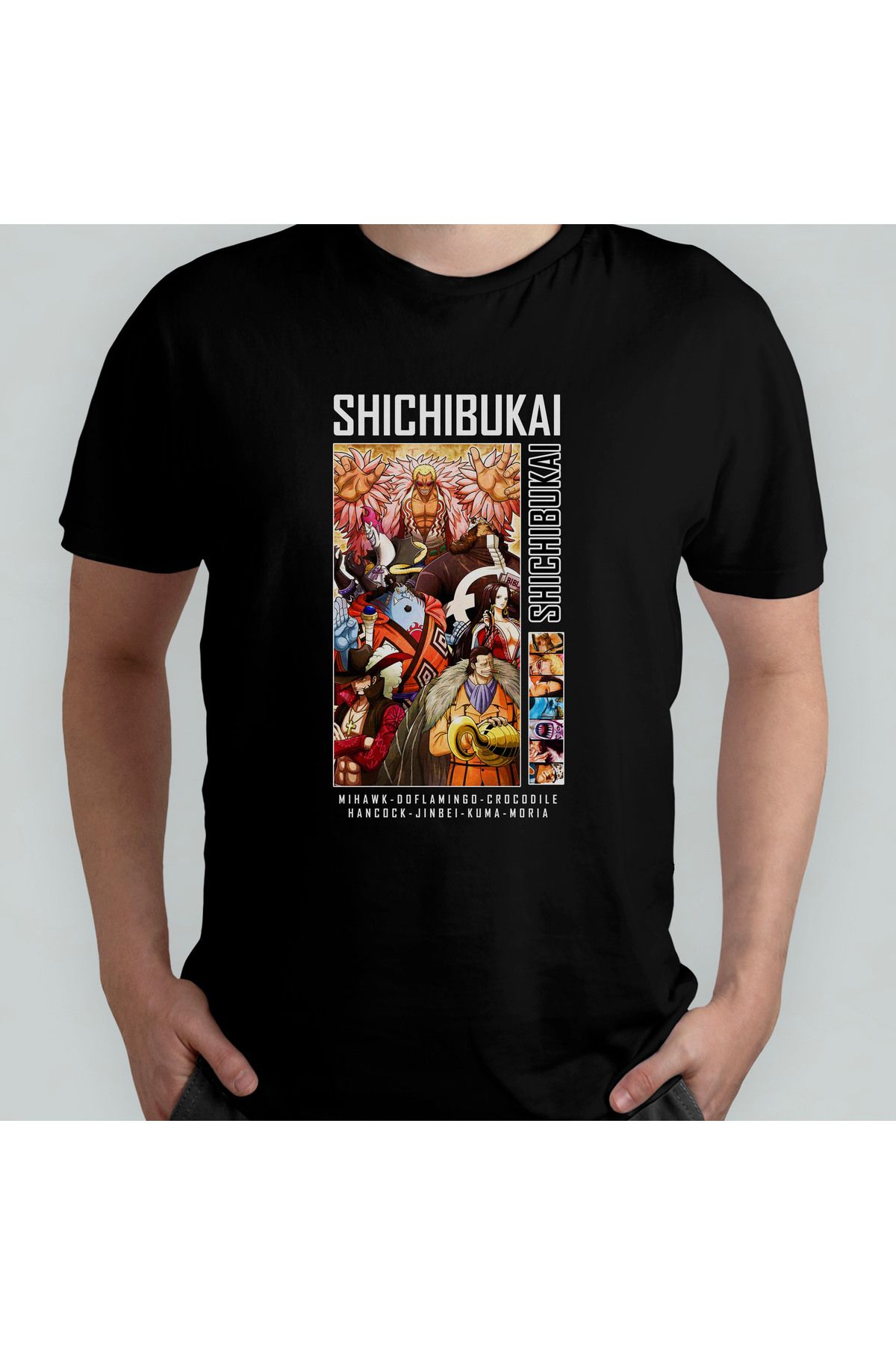 Pixxa One Piece Shichibukai Seven Warlords Unisex %100 Pamuklu Bisiklet Yaka T-Shirt