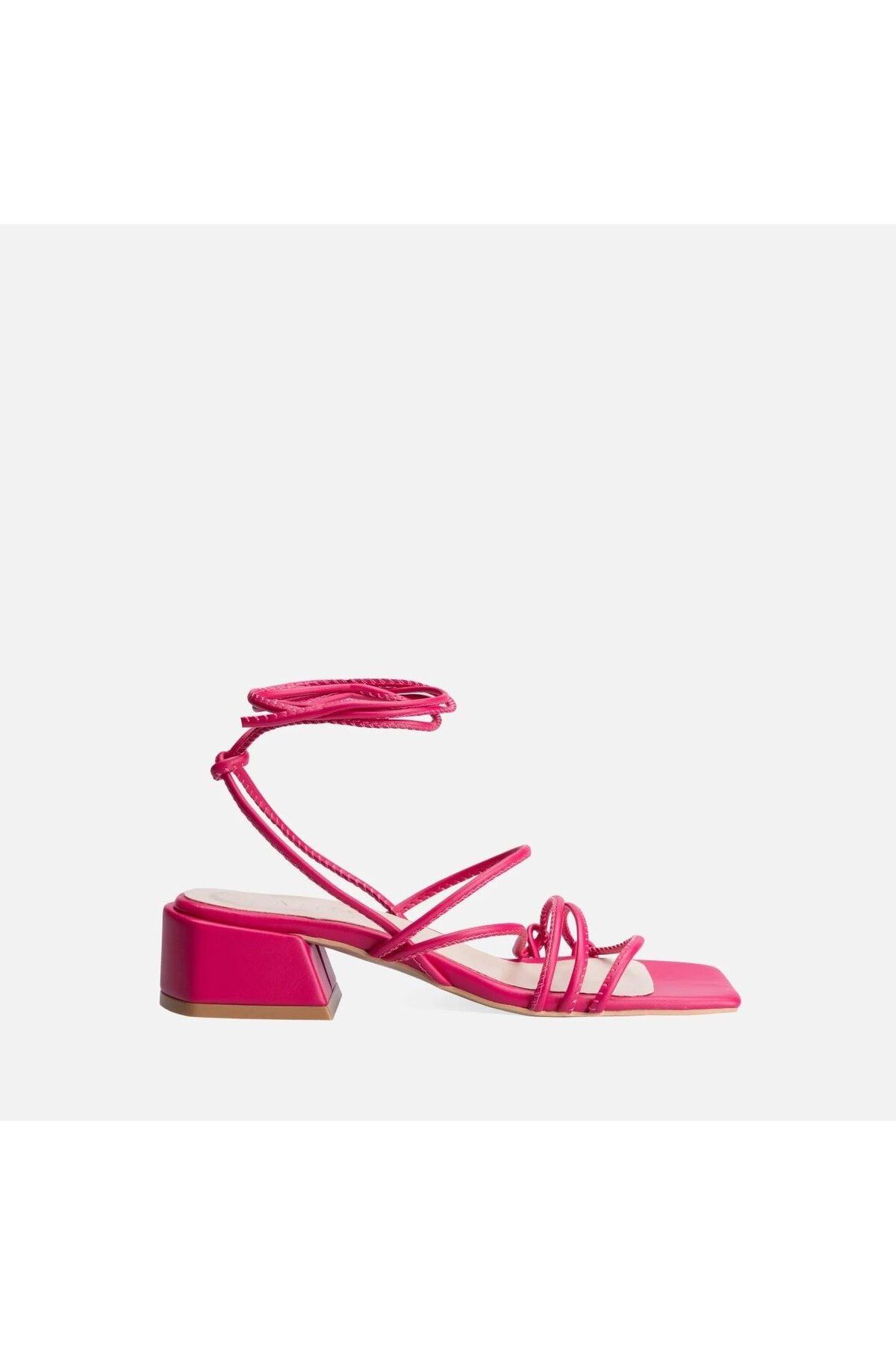 Nil Shoes Merdi Fuşya Cilt Topuklu Ayakkabı
