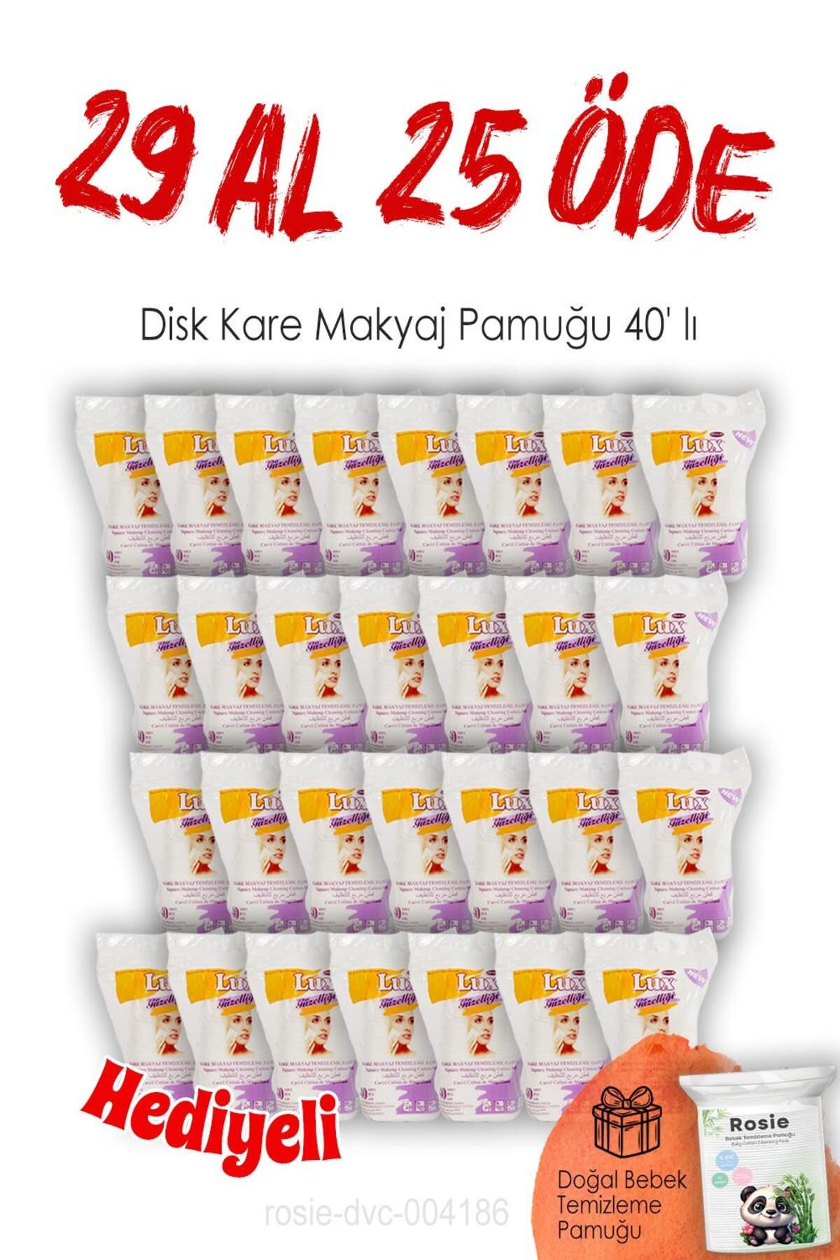 LUX 40'lı 29 Al 25 Öde Disk Kare Makyaj Pamuğu Ve Rosie Pamuk Hediye