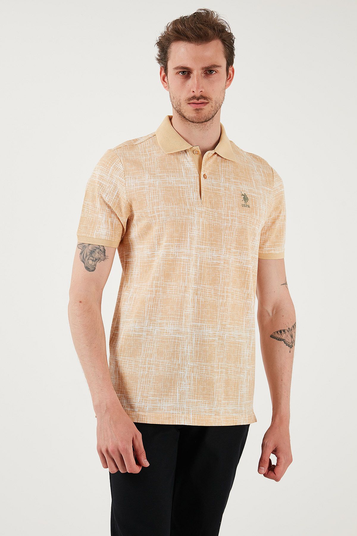U.S. Polo Assn. U.S. Polo Kareli % 100 Pamuk Regular Fit Düğmeli Polo Yaka T Shirt Erkek POLO YAKA T SHİRT G081SZ011