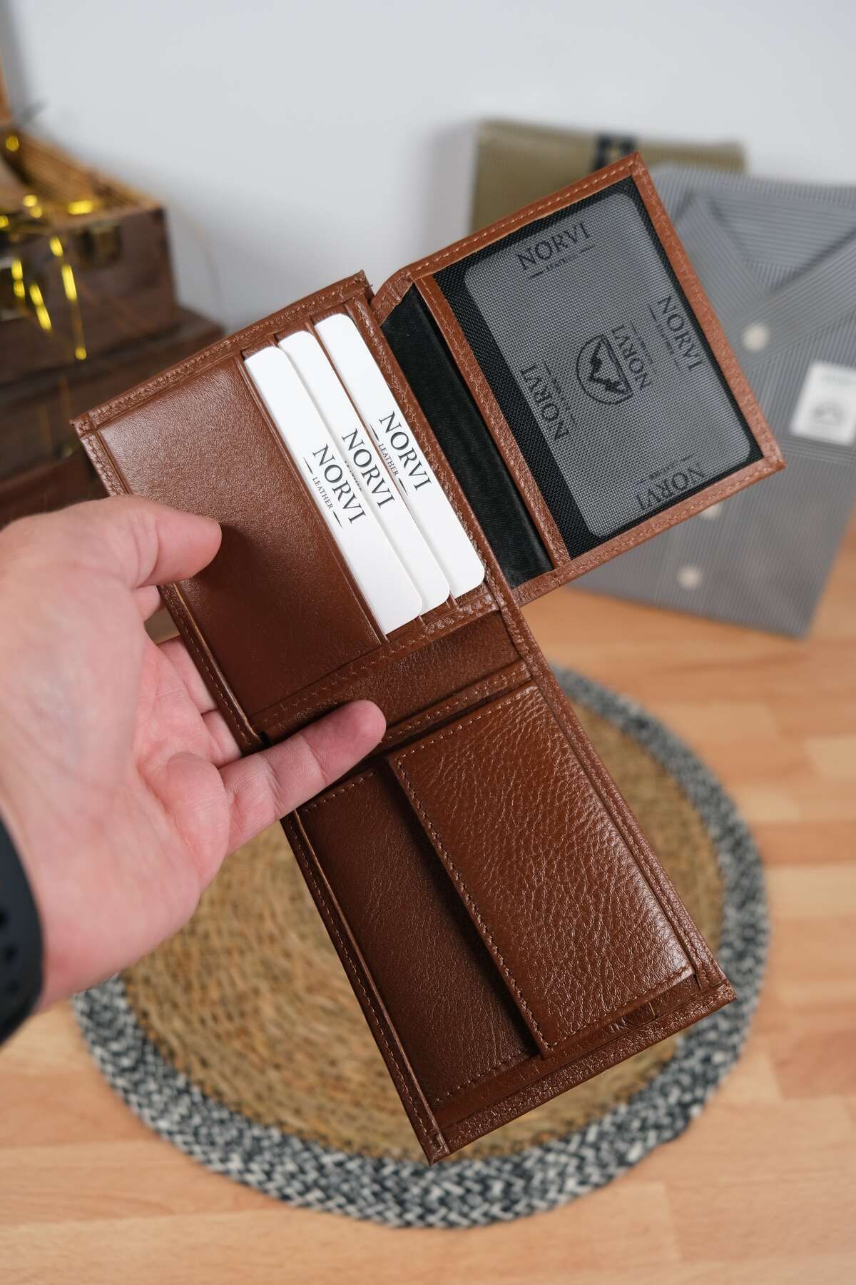 Norvi Leather Bozuk Para Gözlü Hakiki Deri Cüzdan Kahverengi