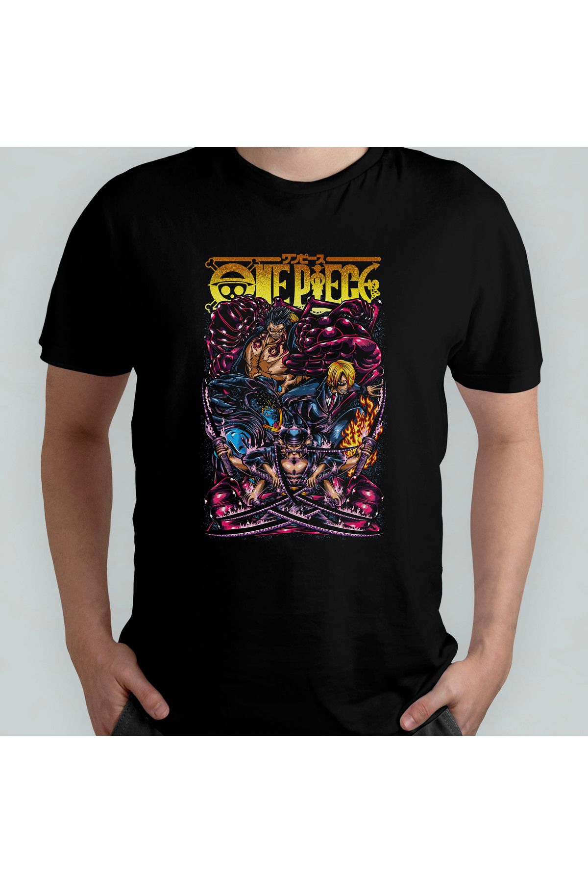 Pixxa One Piece Unisex %100 Pamuklu Bisiklet Yaka T-Shirt Model 13