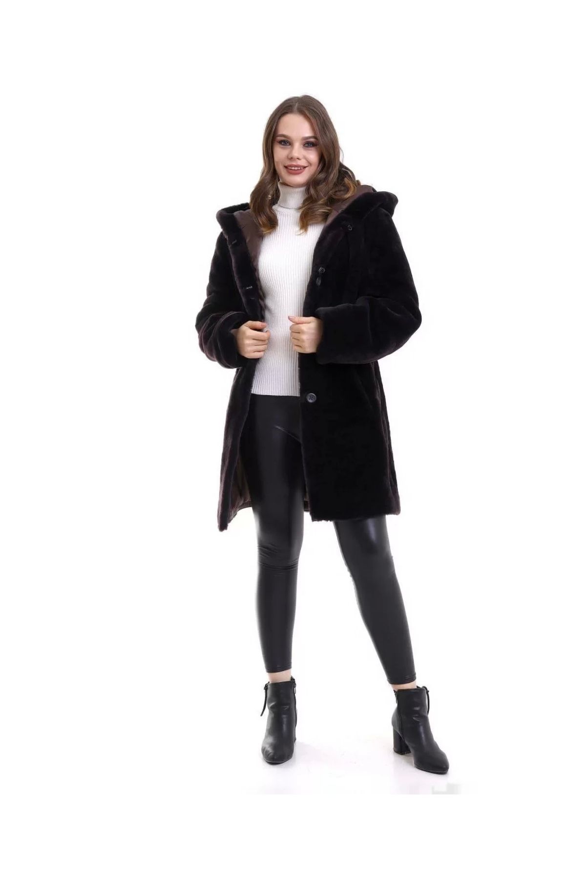 MODA Kadın Reks Kapüşonlu - Kahverengi