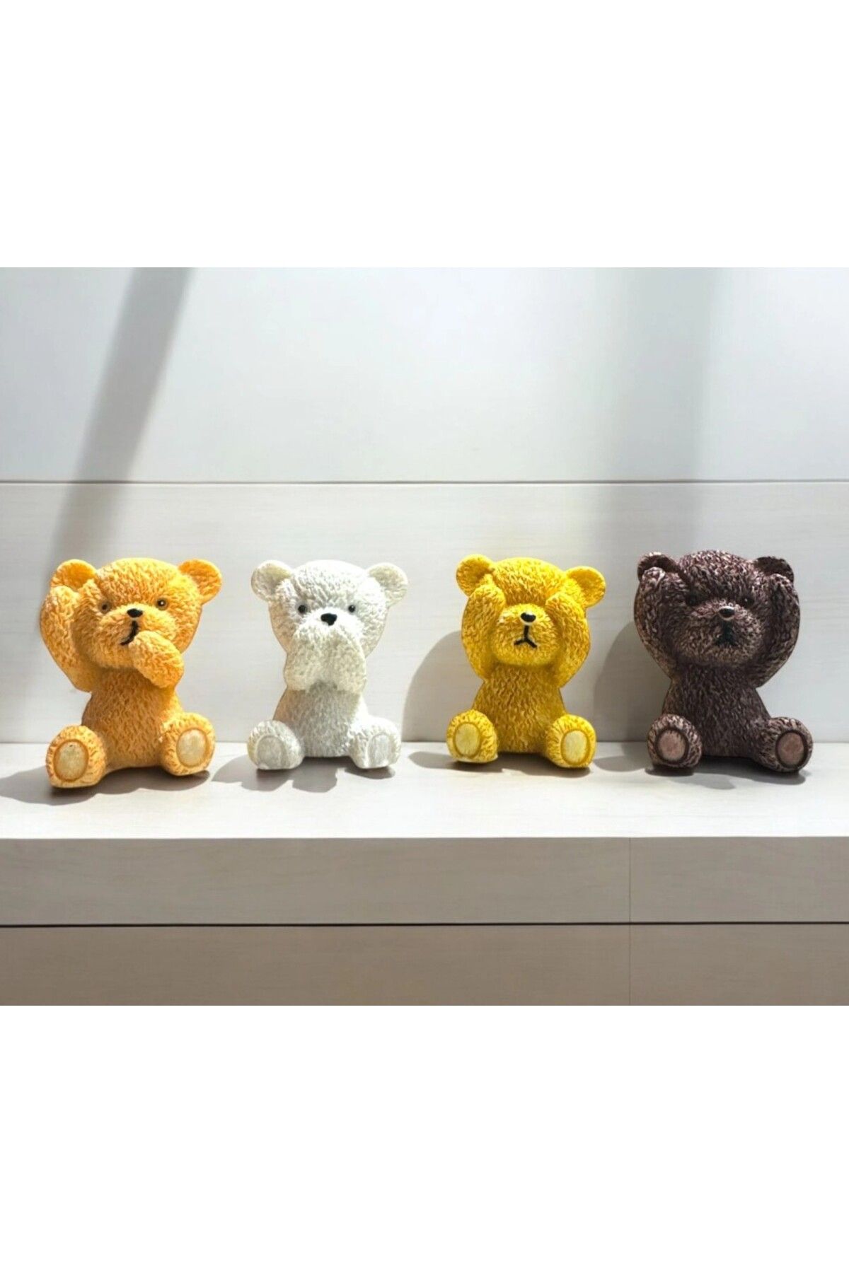 esdekor 4'lü Dekoratif Teddy Ayıcık Polyester Biblo Hediyelik