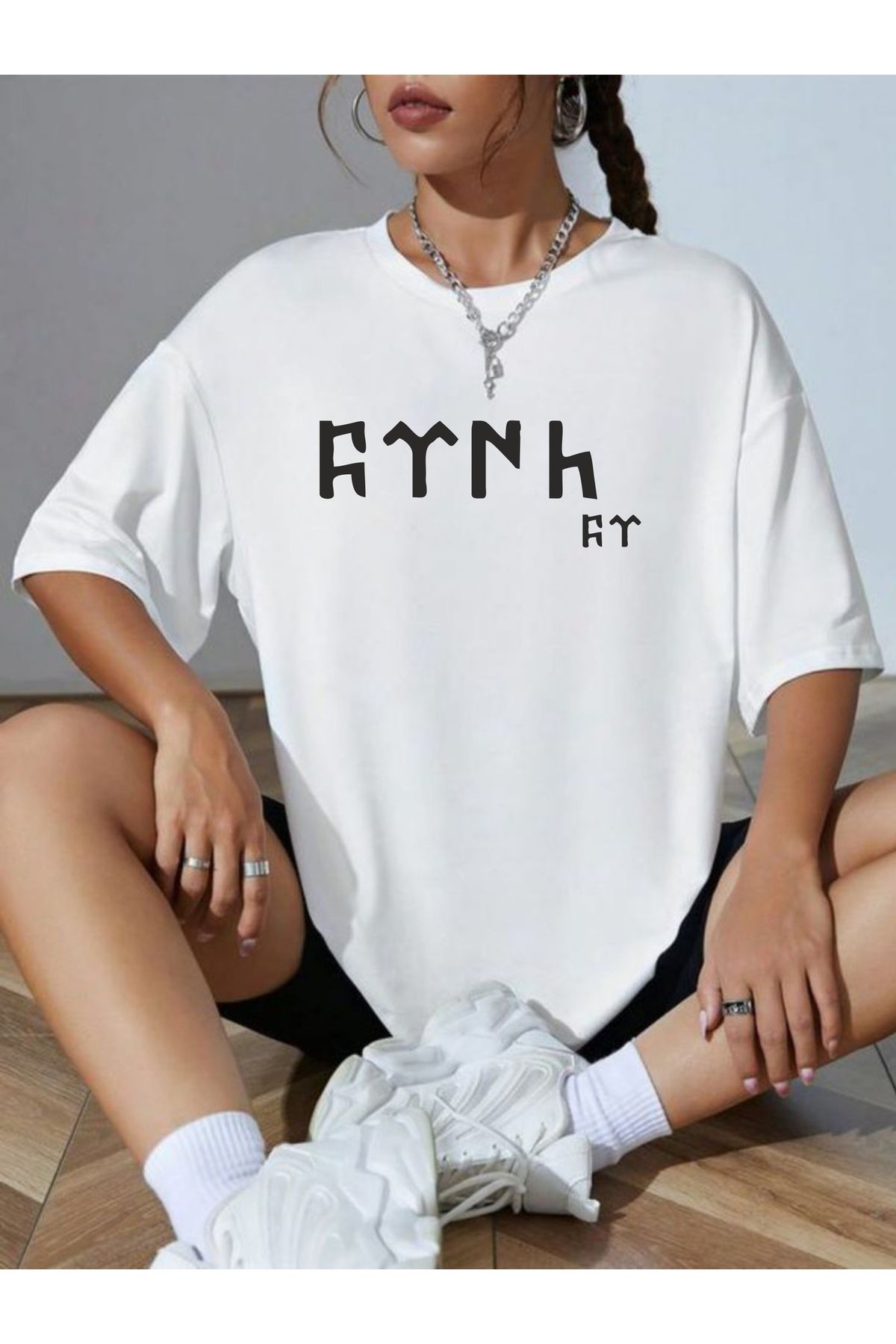 estilowear Kadın Oversize Baskılı Pamuklu T-shirt Model 10011