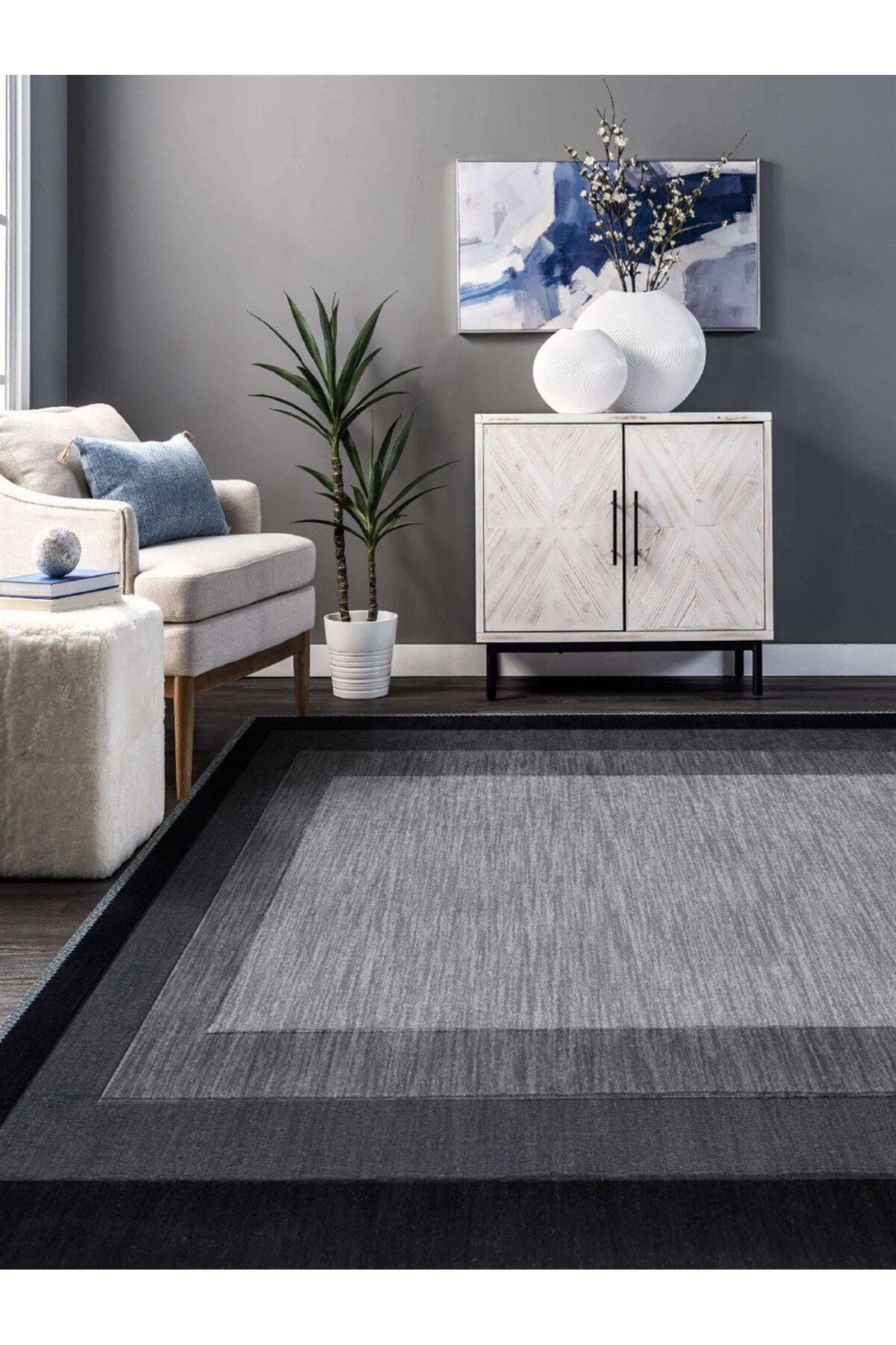 Serteks Modern Desenli Halı, Dokuma Taban Dekoratif Şönil