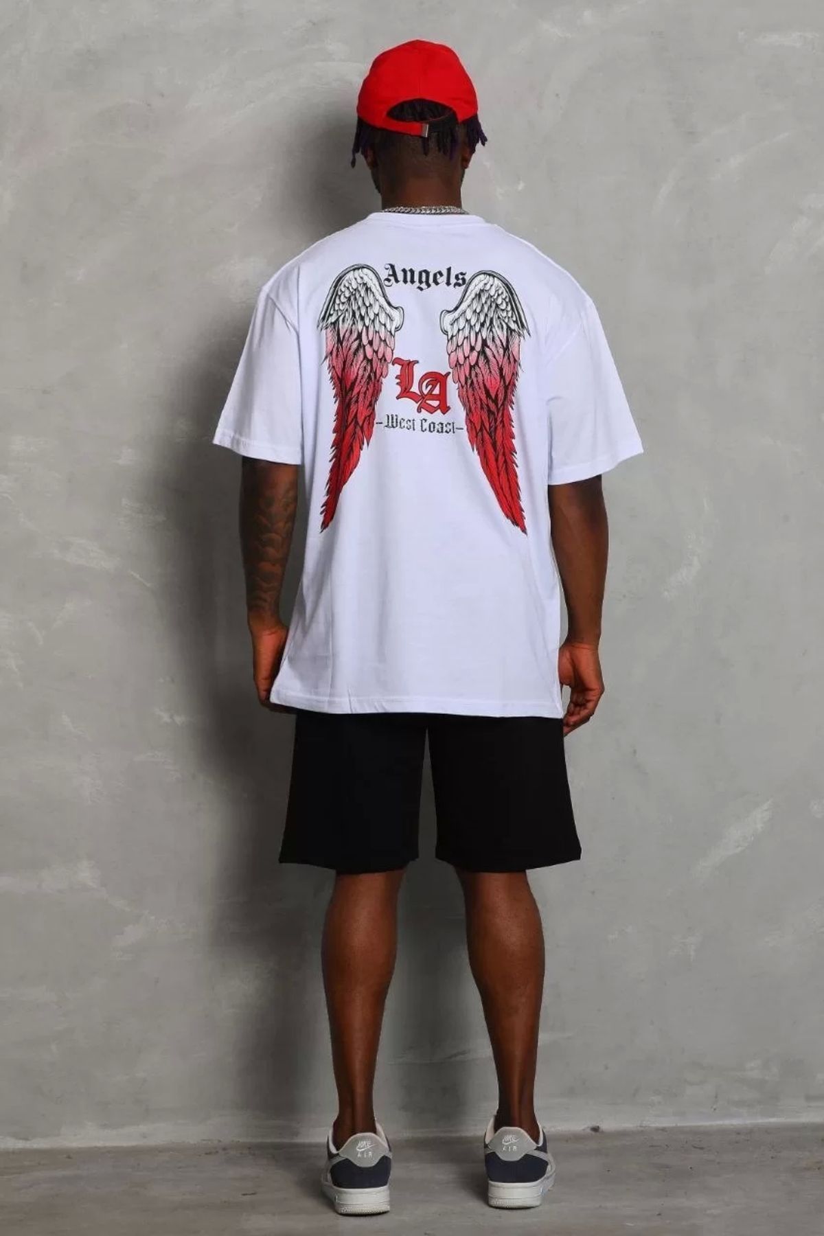 MODA Unisex Oversize Baskılı Bisiklet Yaka T-Shirt - Beyaz