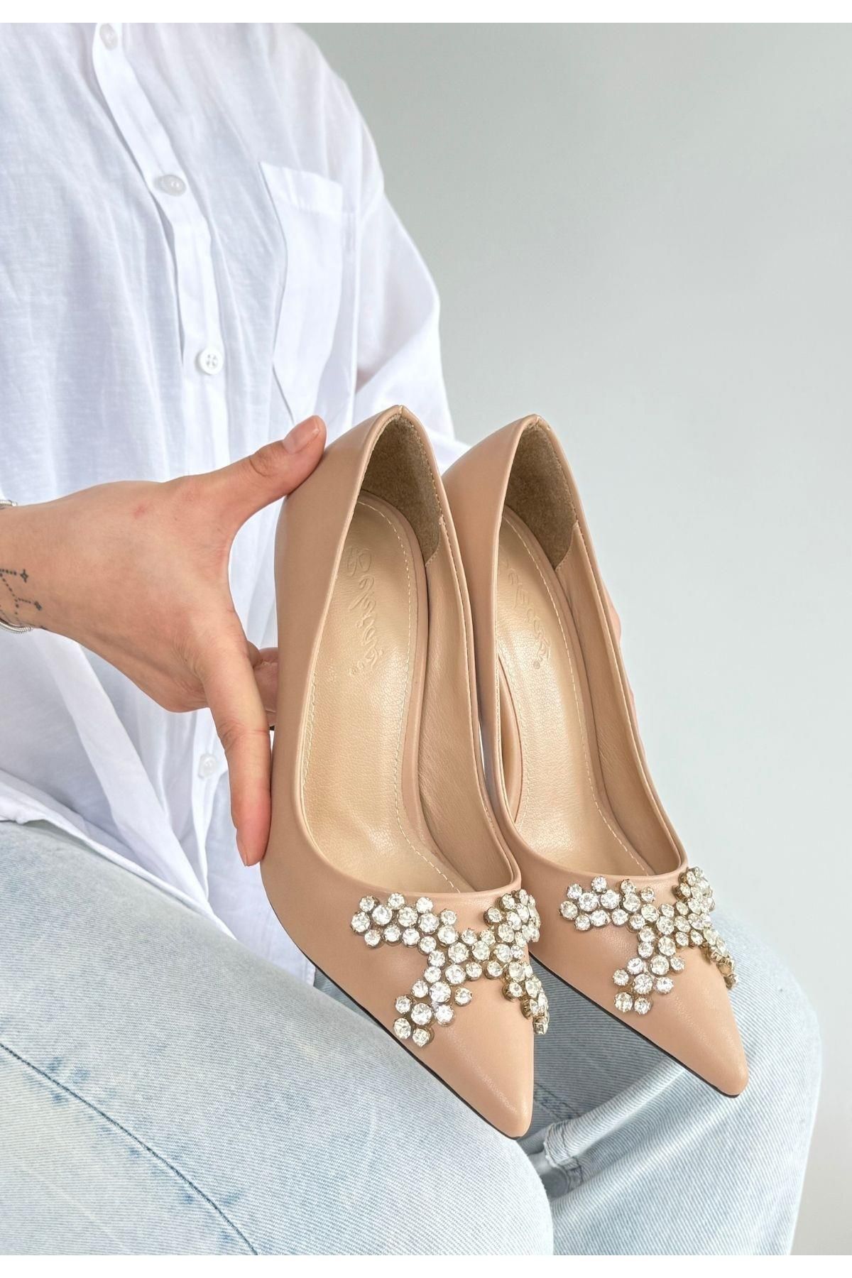 Nil Shoes Teoni Nude Cilt Topuklu Ayakkabı