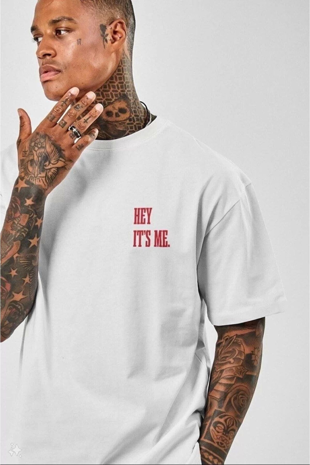 MODA Unisex Baskılı Oversize T-Shirt - Beyaz