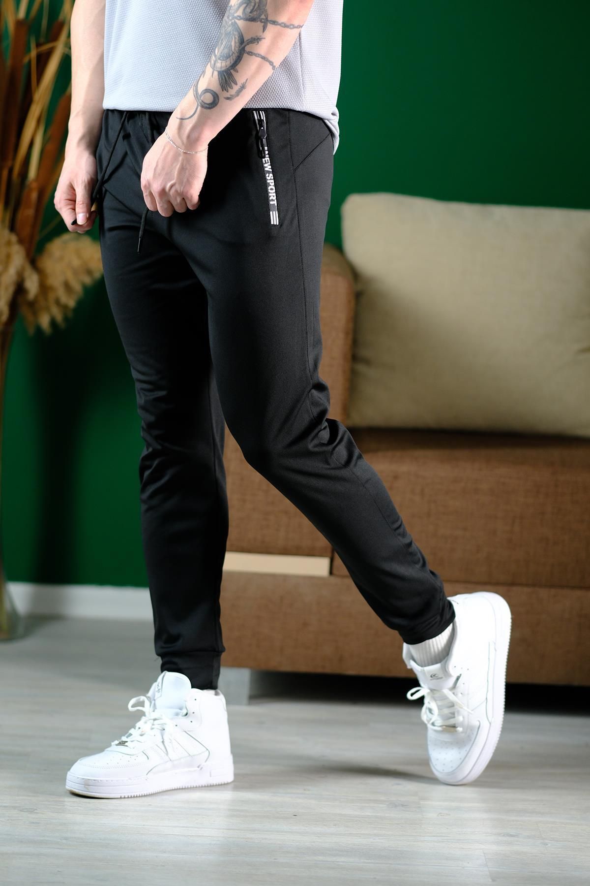 since 1990 man Mannew Sport Fermuar Detaylı Erkek Running Koşu Egzersiz Spor Salonu Eşofman Altı