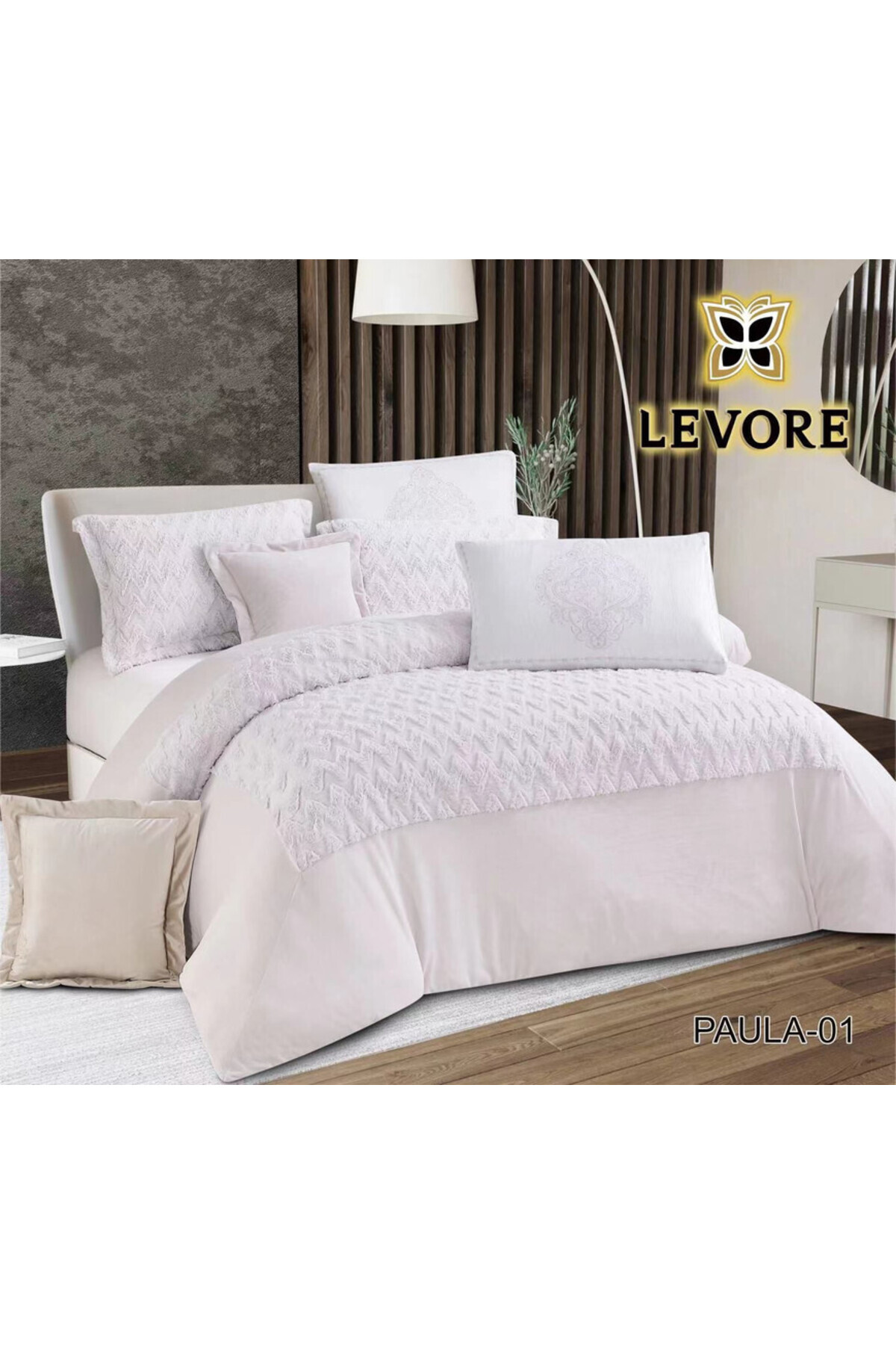 طقم لحاف من هورس شتوي فاخر فائق النعومة فرو مخملي دافئ بتصميم عصري سادة 8قطع مقاس كنج