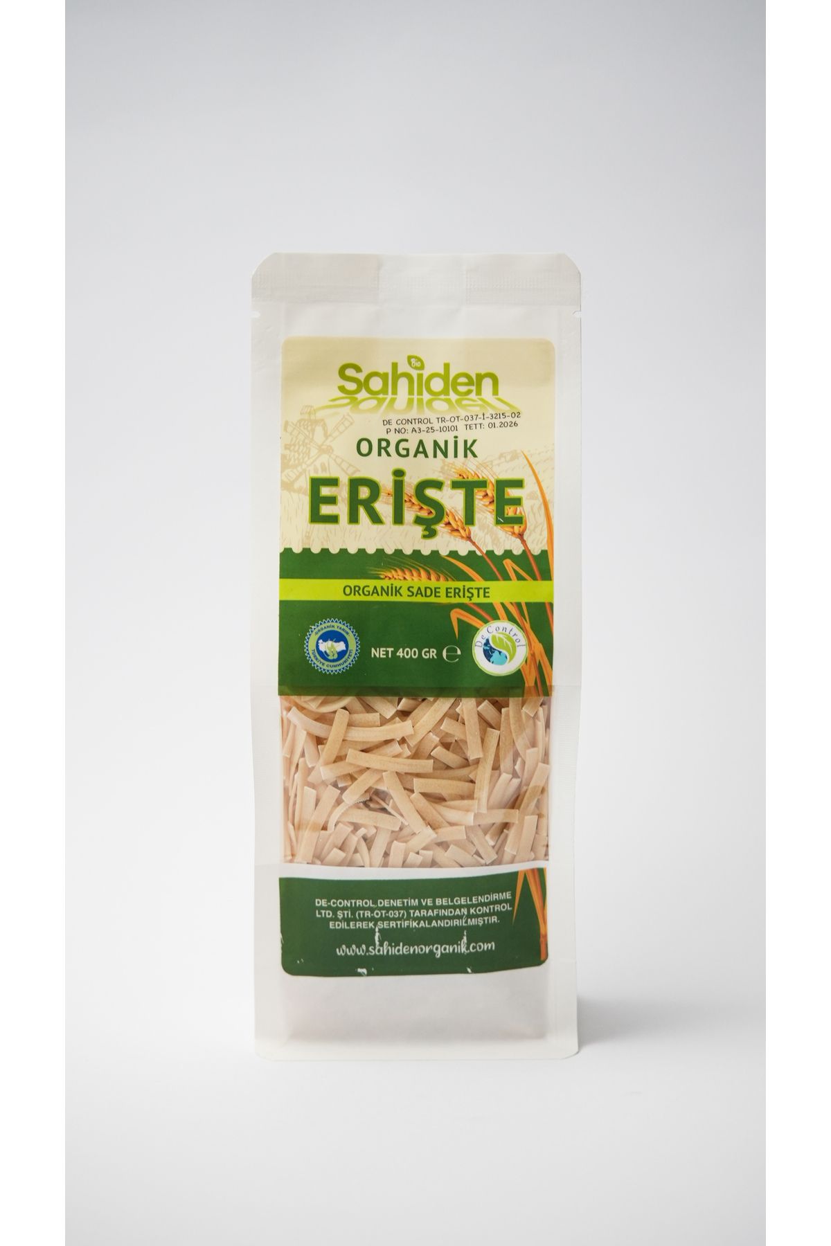 SAHİDEN ORGANİK ORGANİK SADE ERİŞTE - 400 GR