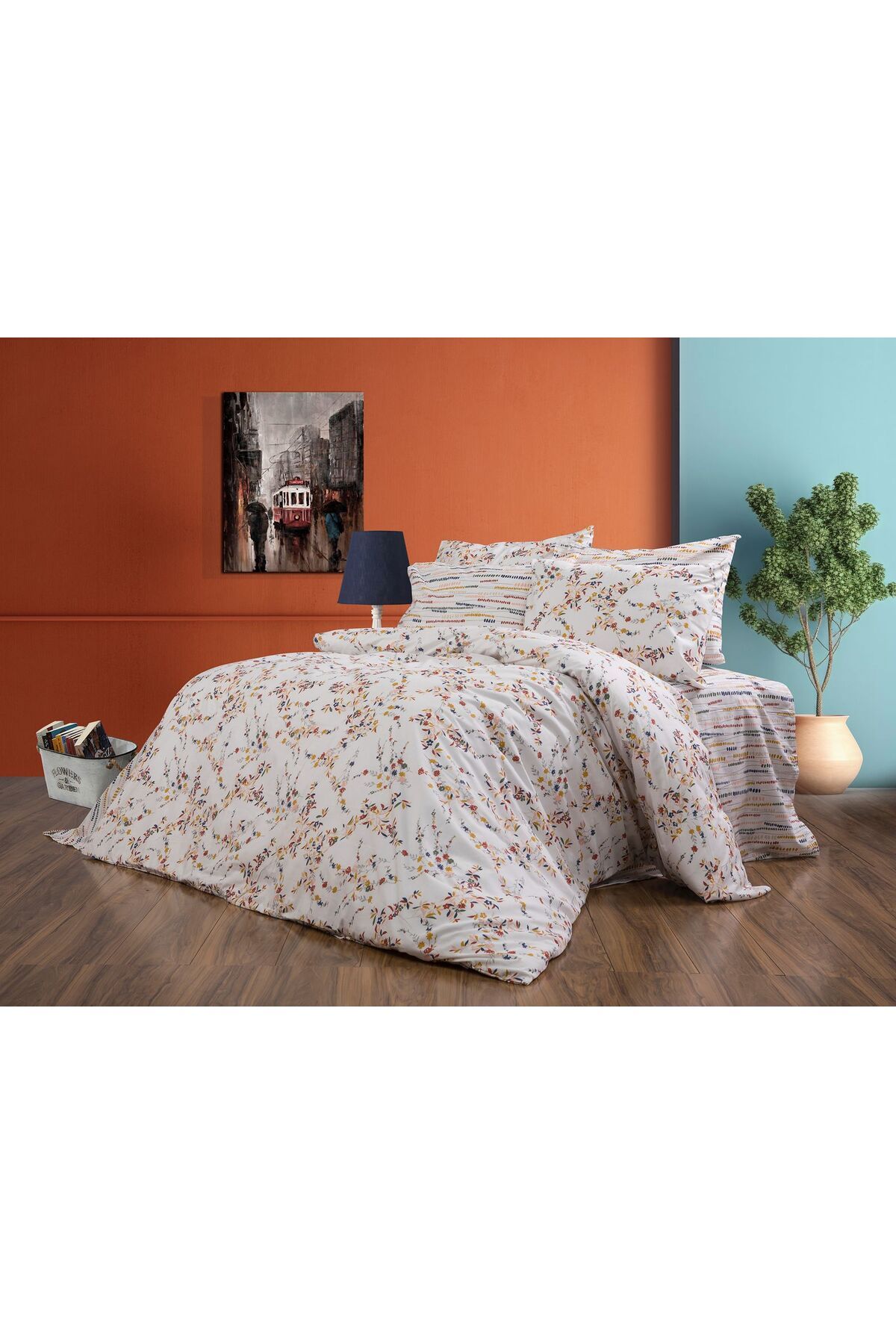 FurkanTicaret Çift Kişilik Nevresim Takımı - 1 Nevresim, 1 Lastikli Çarşaf, 2 Yastık Kılıfı - %70 Pamuk %30 poly