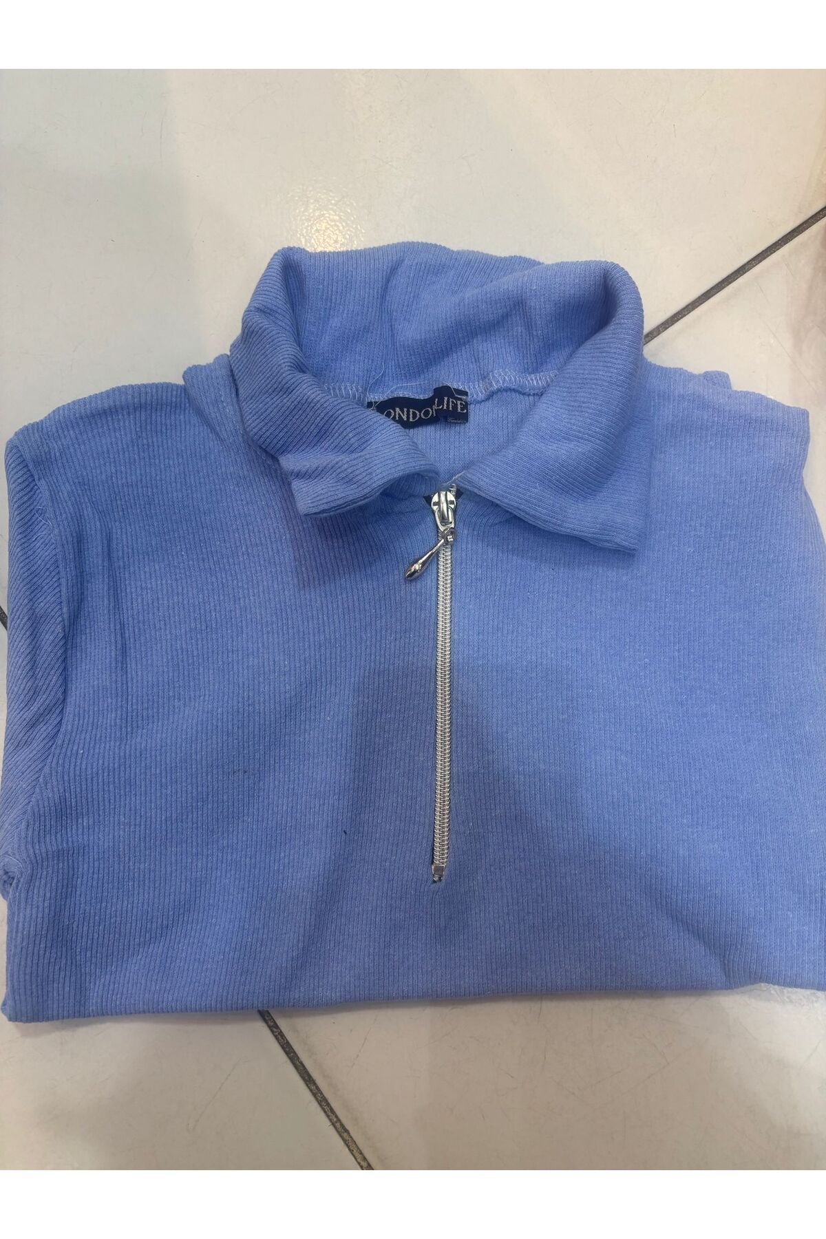tülaybutik kadın polo yaka fermuarlı triko tişört