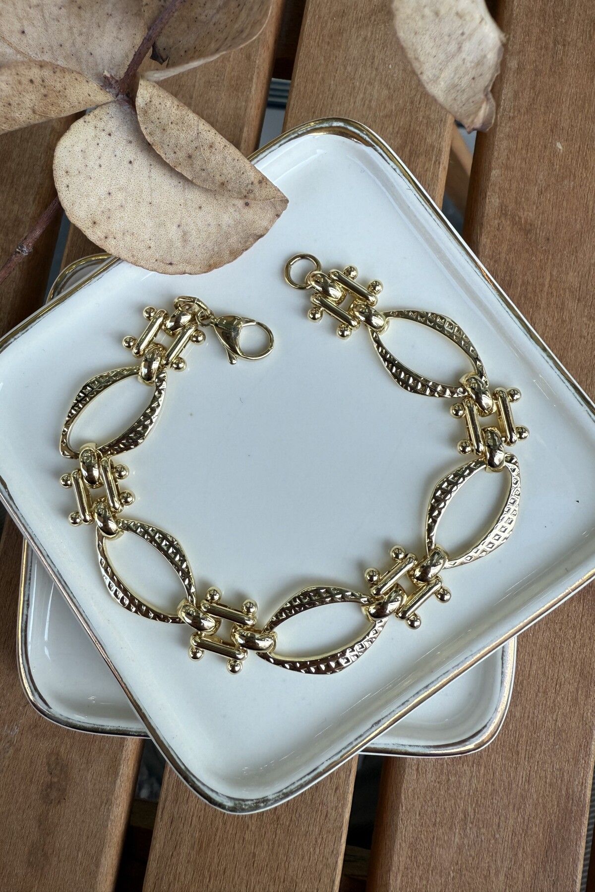 AURA ATELIER Çelik İri Motifli Künye Bileklik 21cm