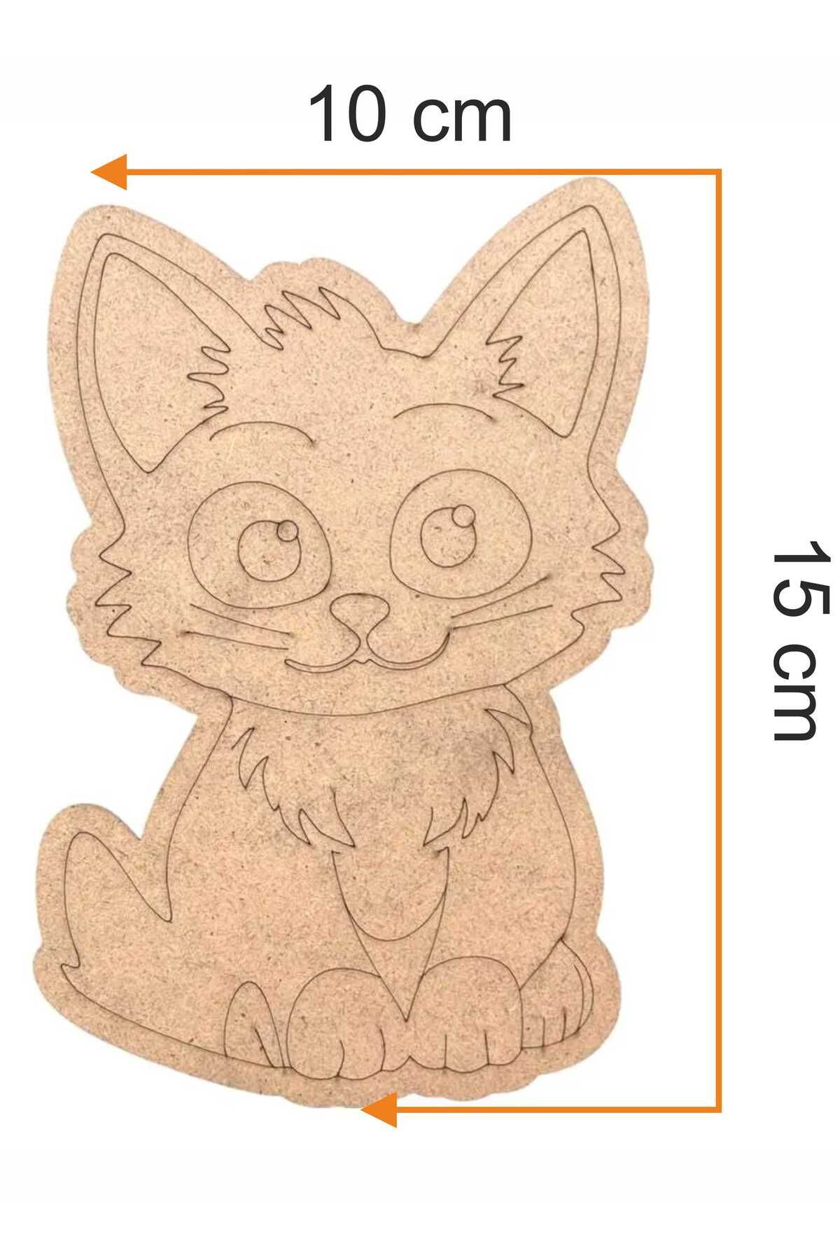 BİR LAZER Sevimli Kedi Ahşap Boyama Okul Diy Etkinlik Aktivite Sanat 1 adet