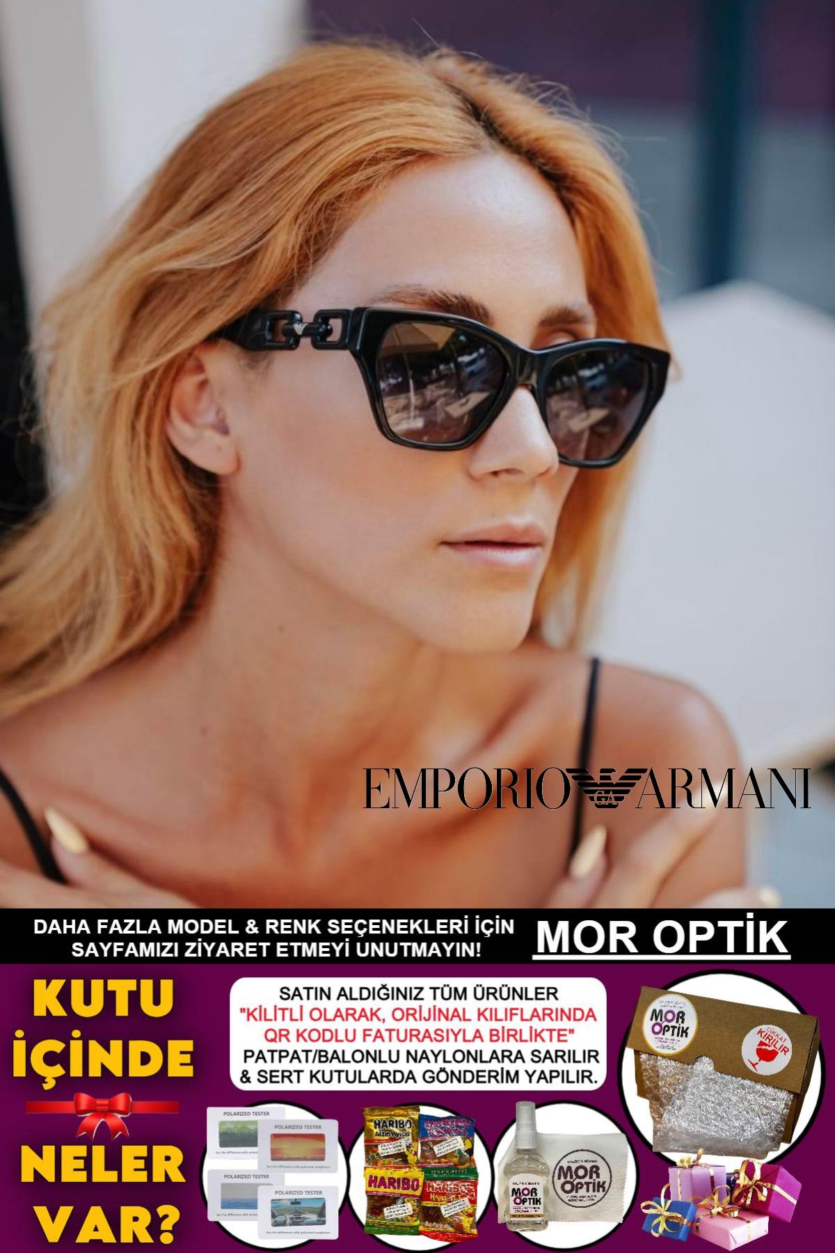 Emporio Armani EA4203U 5017/8G 55-17-140 3N "CAT EYE MODEL ZİNCİR DETAY SAP"