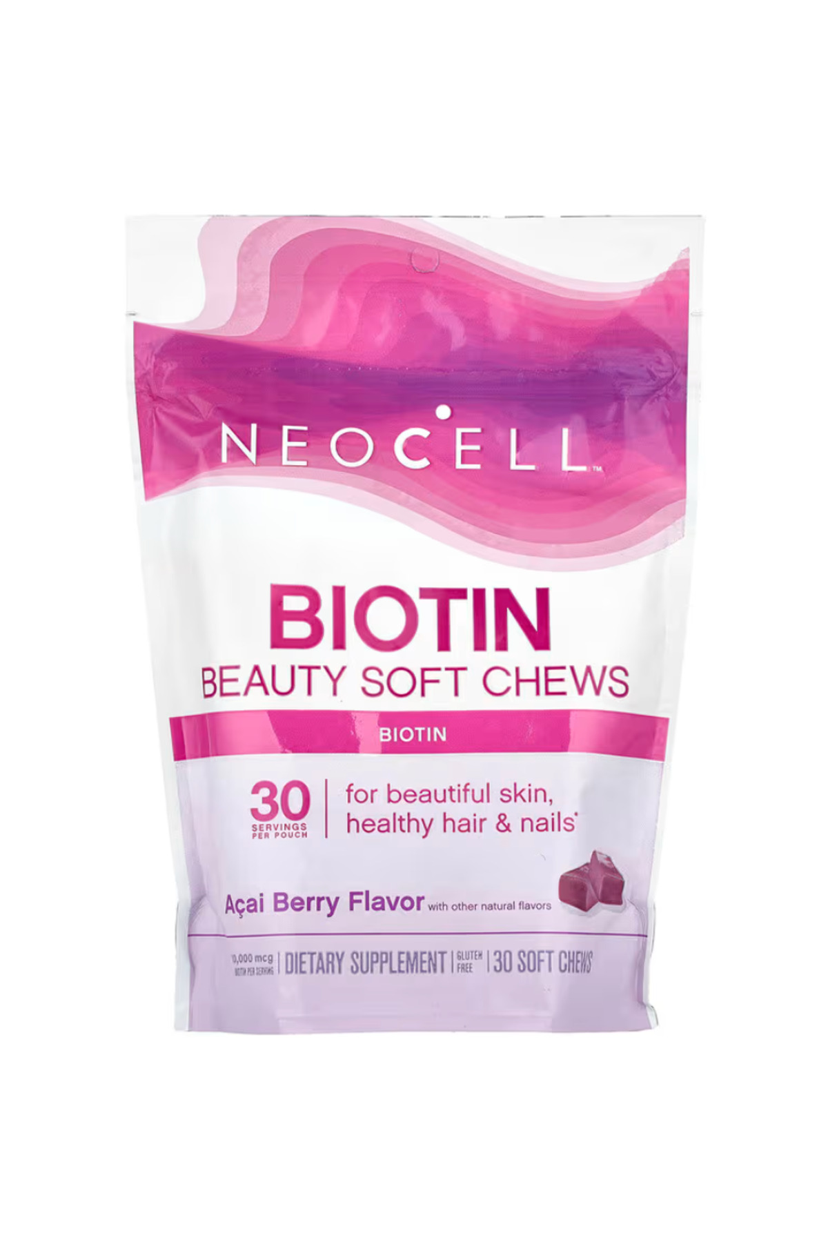 Biocell Chews Neocell , Biotin Beauty Soft Chews, Acai Berry , 10,000 mcg, 30 Soft ...