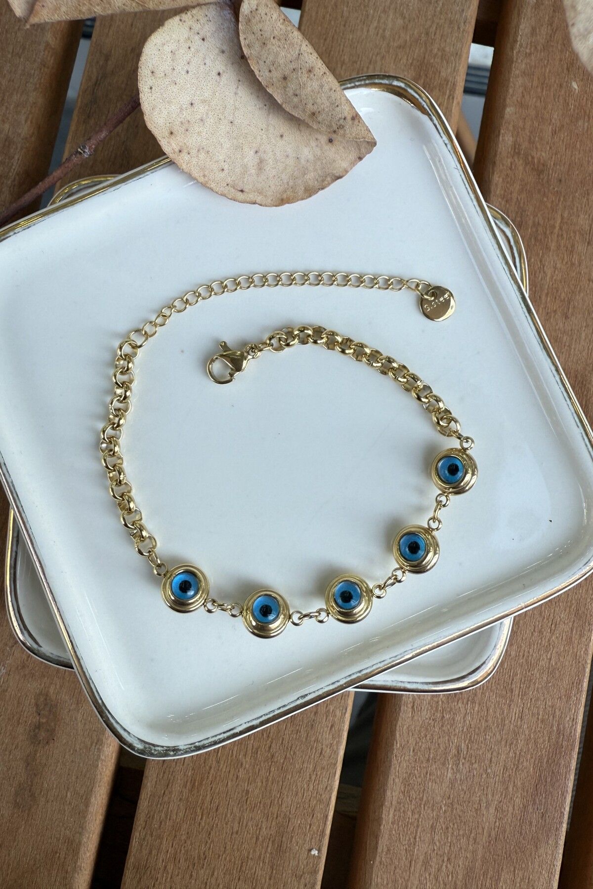 AURA ATELIER Çelik Küçük Nazarlı Bileklik 16+5cm