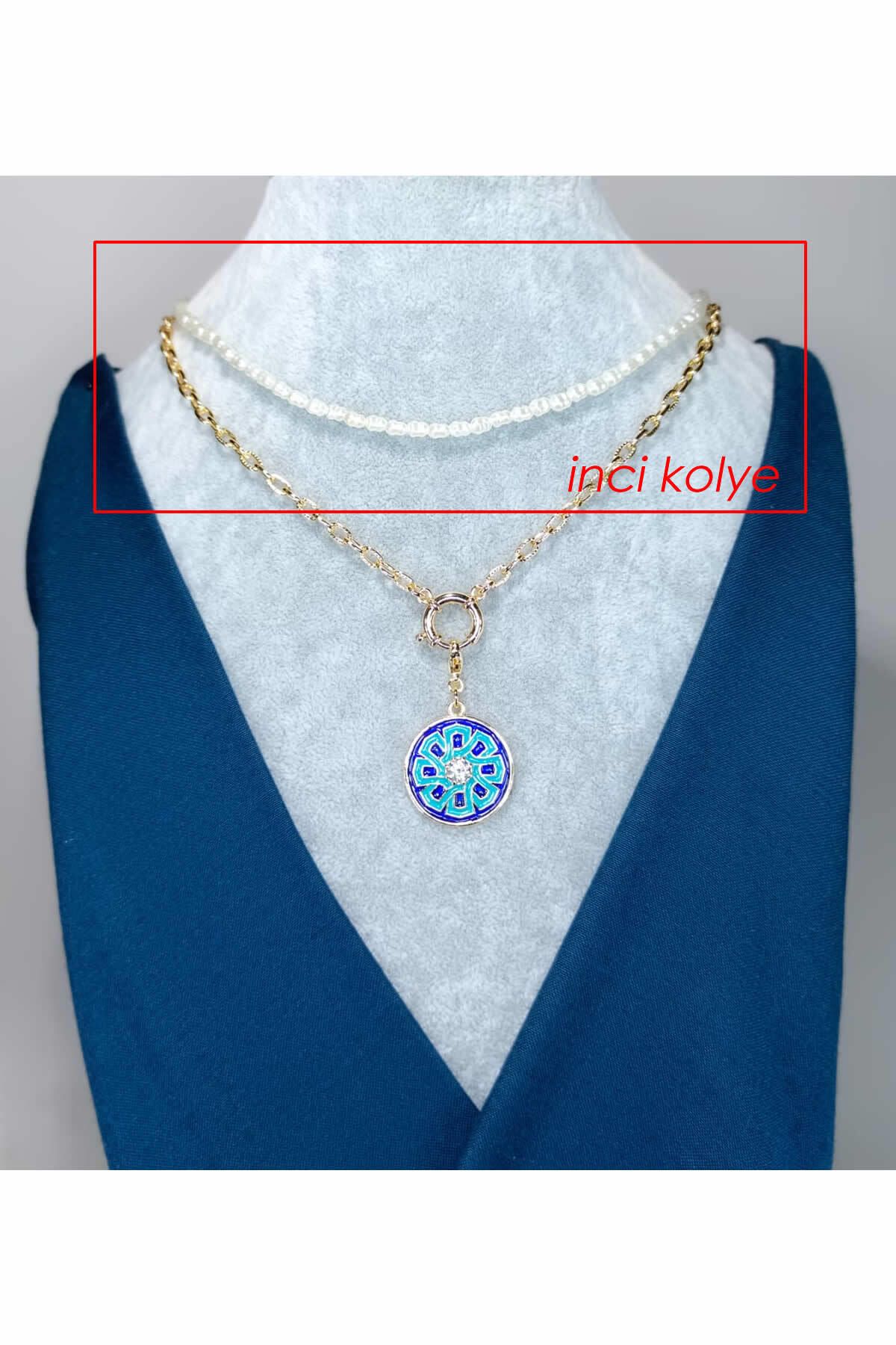 ElifTakı Rodyum Renkli İnci Kolye