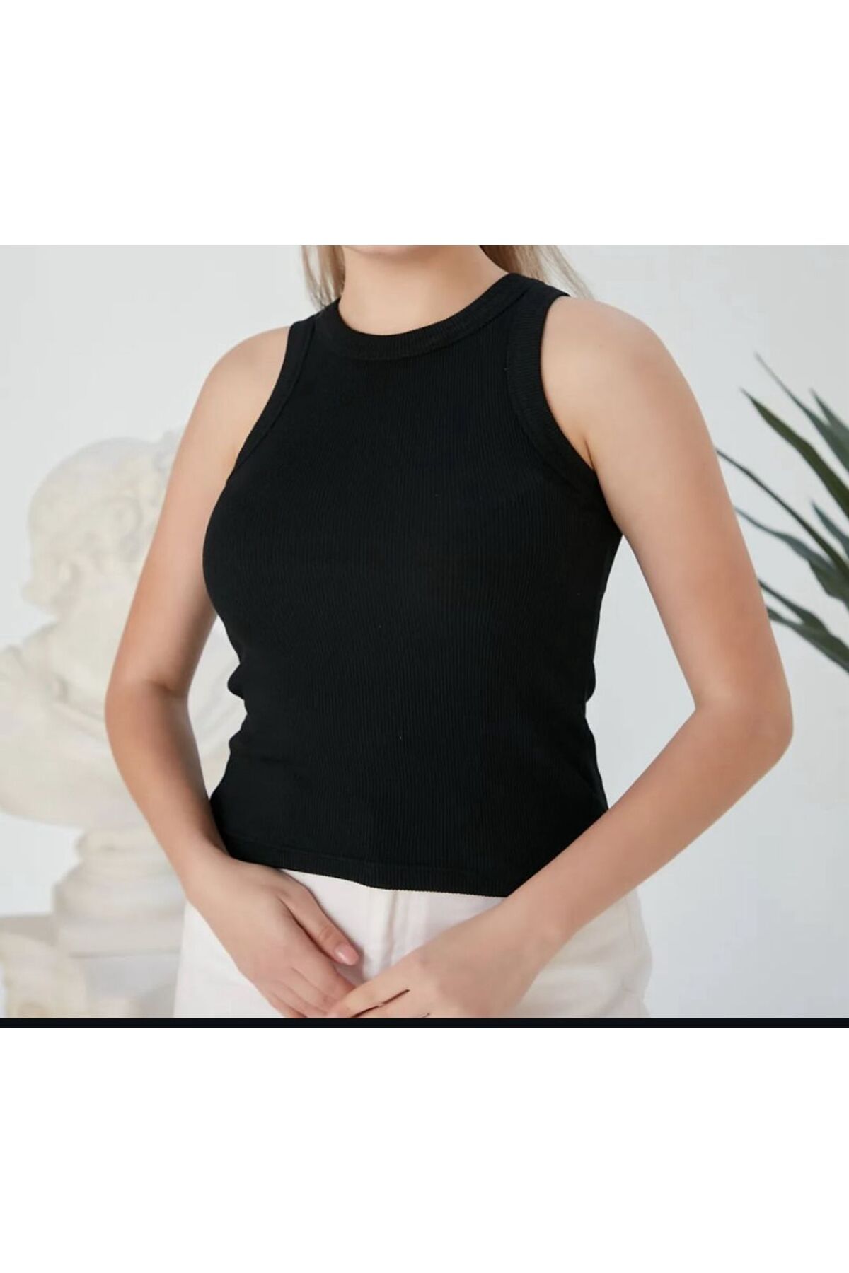 tülaybutik kadın halter yaka triko atlet bluz