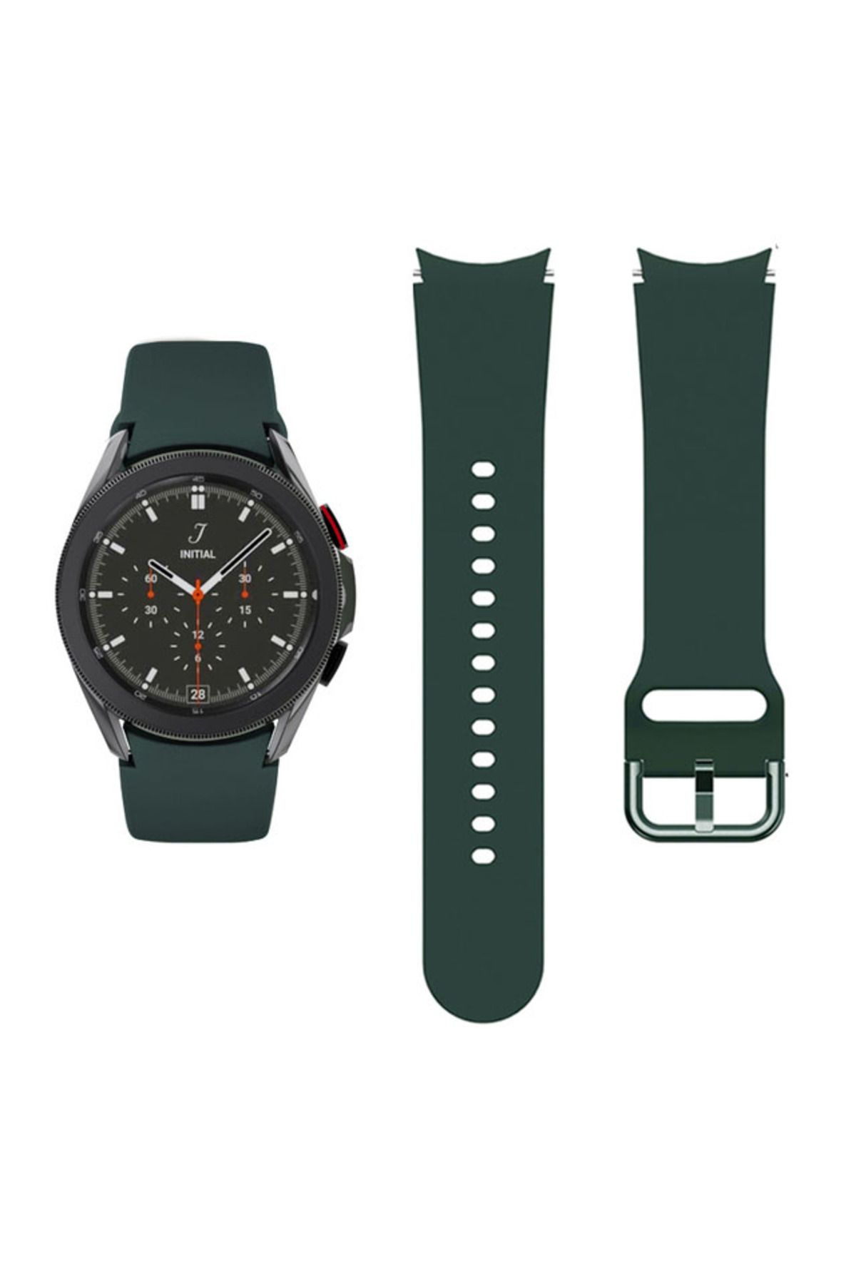 REDz Accessories Curea De Ceas Inteligent Pentru Samsung Galaxy Watch 4/5/5 Pro/6, Lățime 20 Mm, Silicon, Verde Închis - One Size