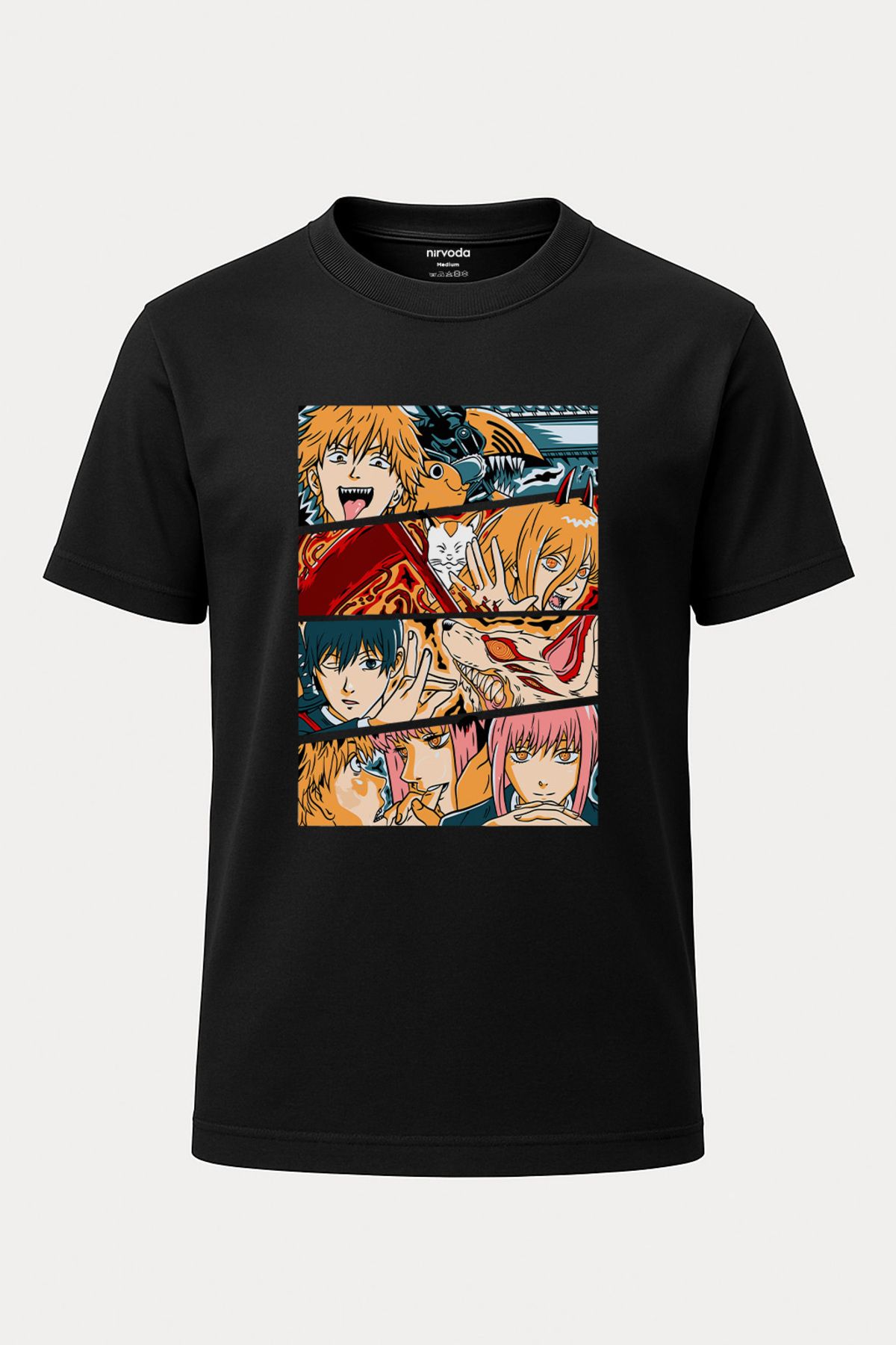 nirvoda Unisex Hunters Chainsaw Baskılı Tişört - Anime T-shirt