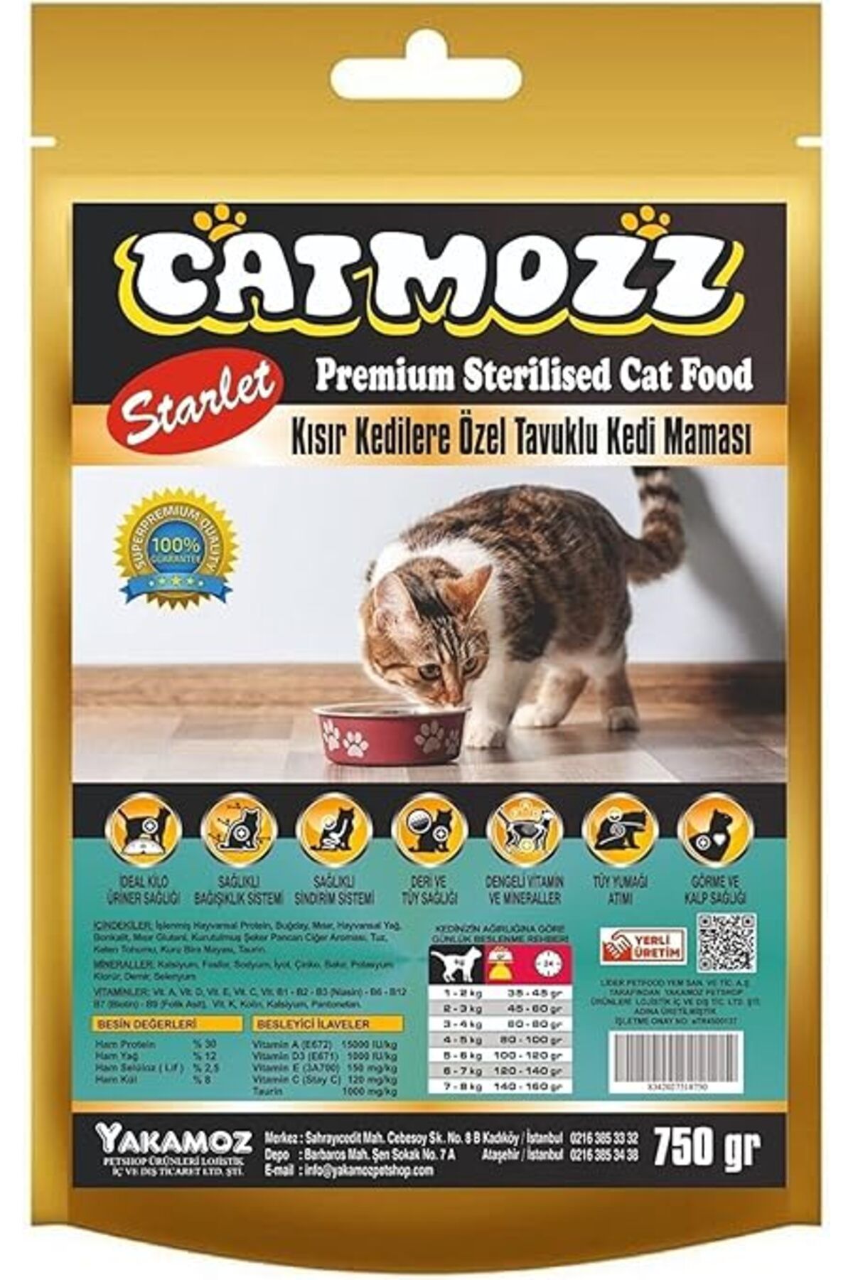 Furlo CatMozz Starlet Sterilised Tavuklu Seçiçi Kedilere Özel Kısır Yetişkin Kedi Maması 750 Gr Kilitli Pa
