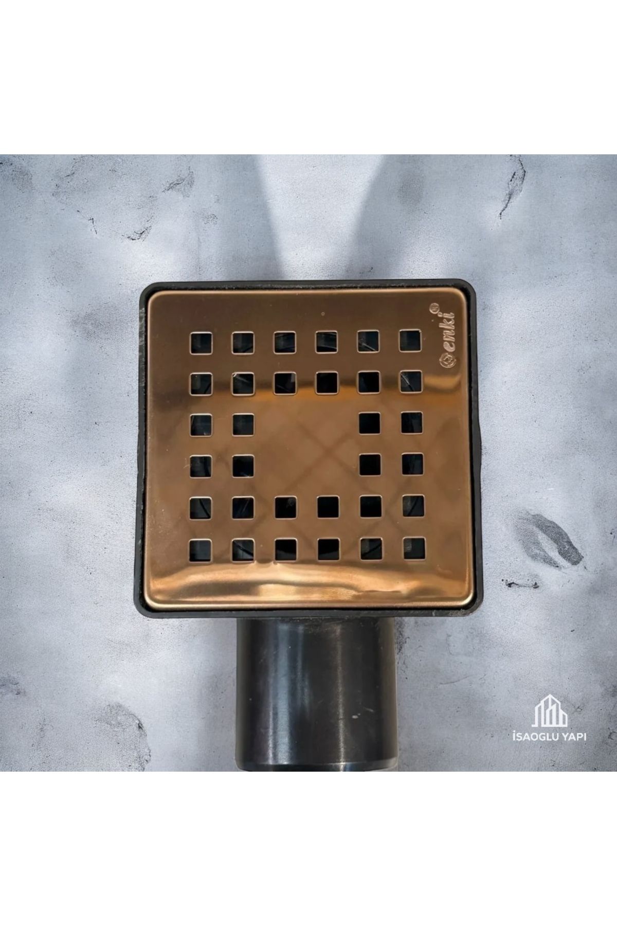 İSAOĞLU YAPI Bakır Bronz Yer Sifonu 10*10 Banyo Gideri Bakır Renk Sifon