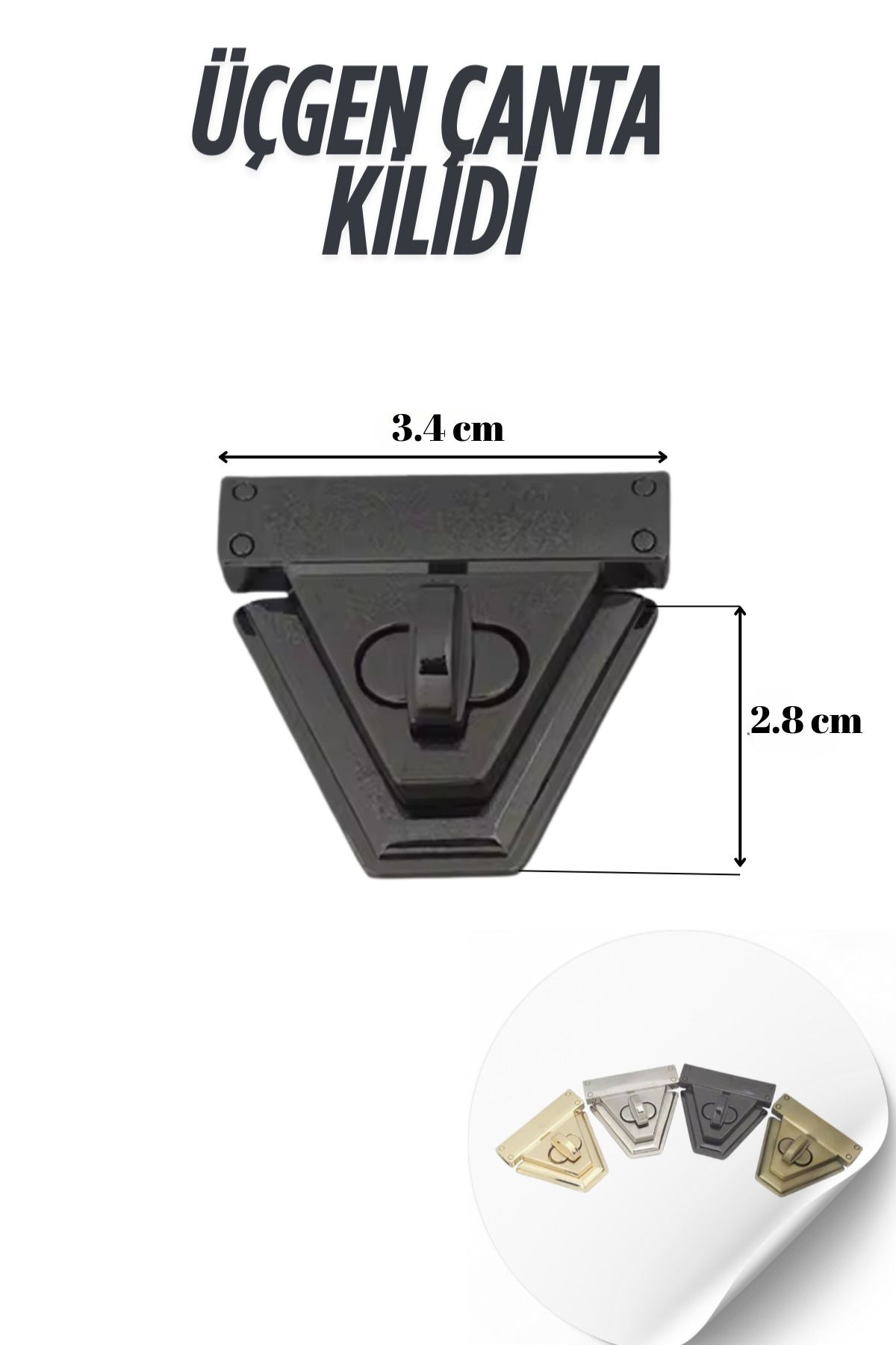 Kardelux Üçgen Model Çanta Kilidi (Küçük Model) 3.4cm - Çanta Tokası - Çanta Aksesuarı