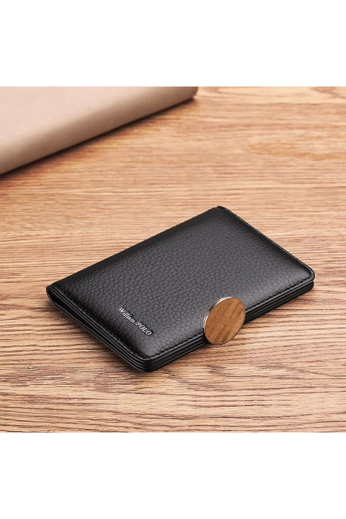 William Polo-Made in Italy Genuine Leather Short Men's Wallet Card Holder Premium Classic Small Size Black Men's 5