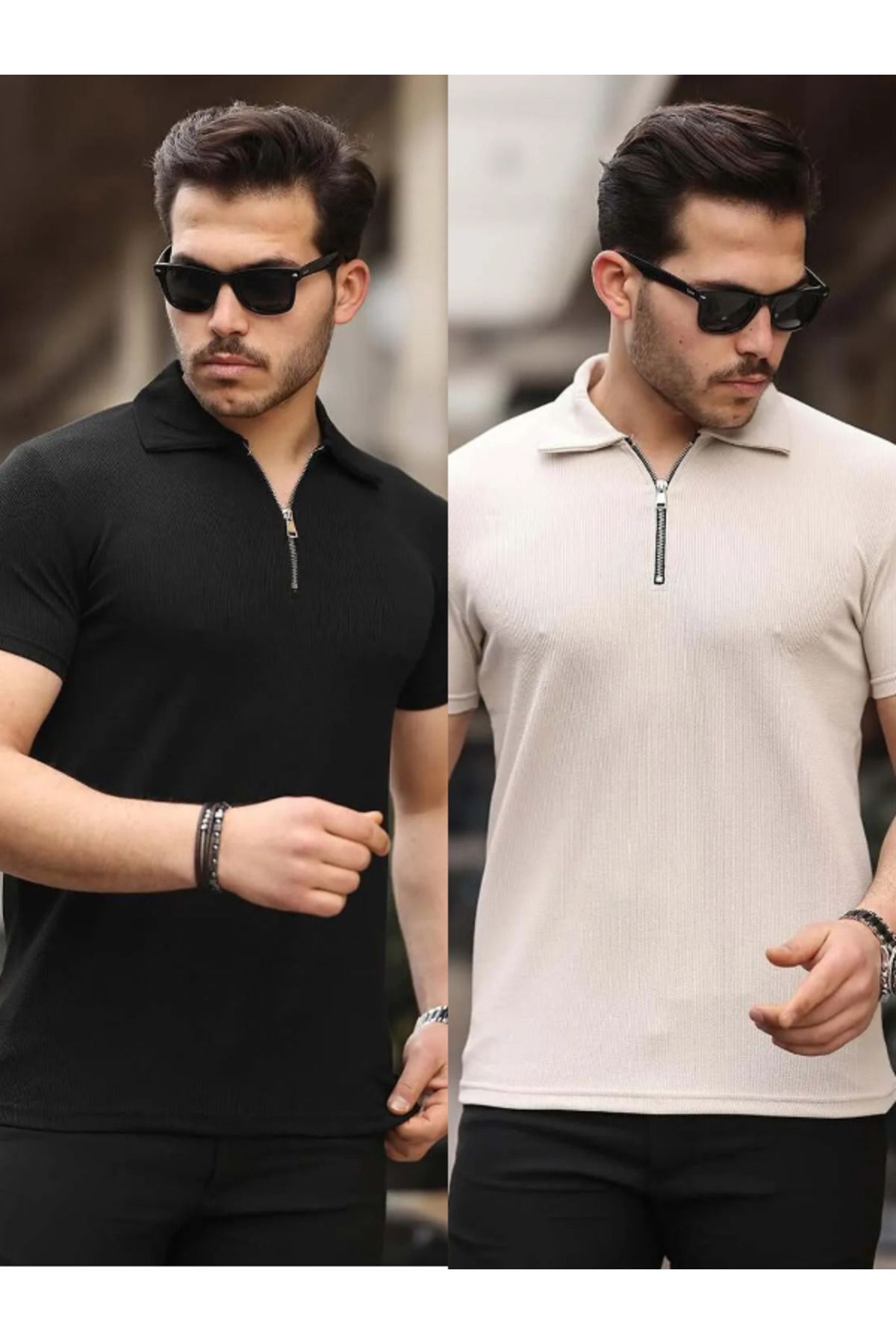 Liberto Erkek Yarım Fermuarlı Polo Yaka Casual Tişört – Şık ve Rahat Yazlık Model 2'li Paket