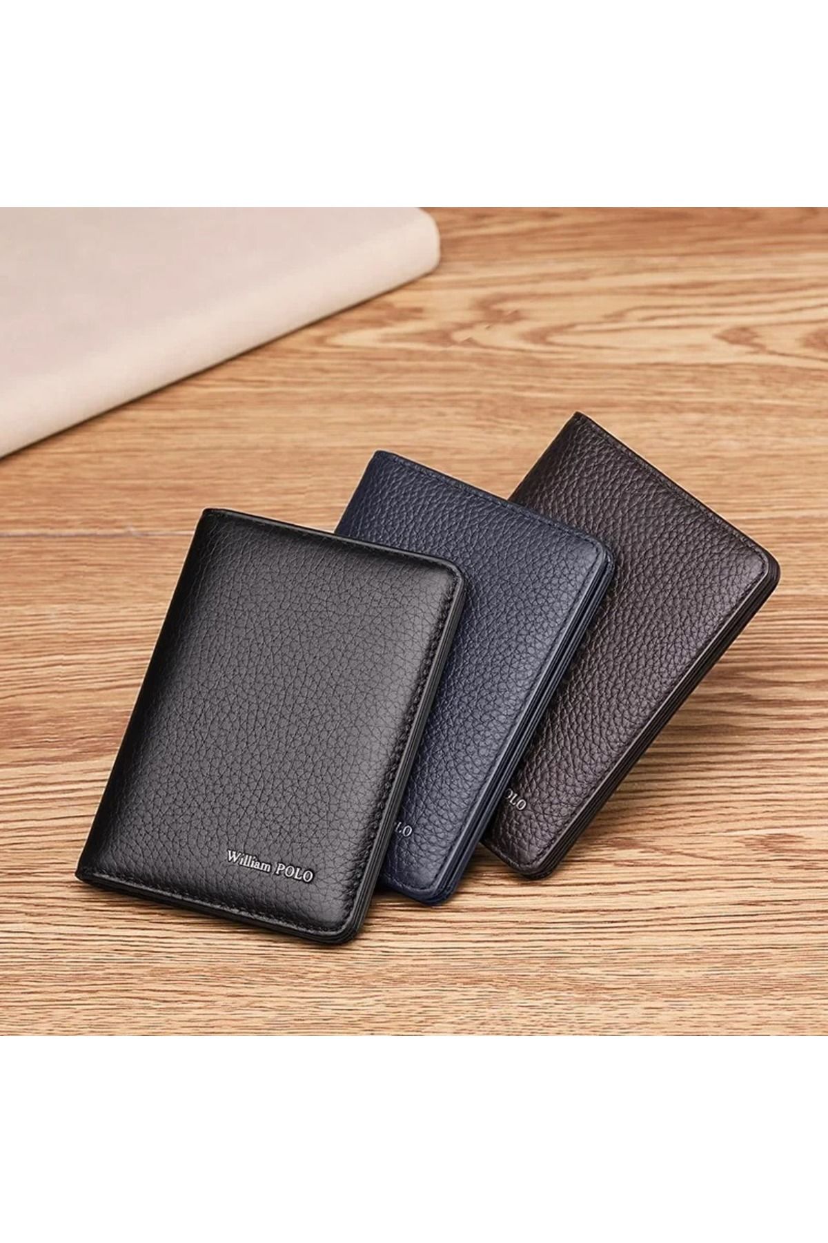 William Polo-Made in Italy Genuine Leather Short Men's Wallet Card Holder Premium Classic Small Size Black Men's 4