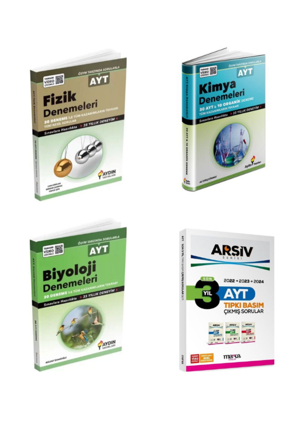 Aydın Yayınları 2025 aydın ayt fizik kimya ve biyoloji branş deneme ve ayt son 3 yıl çıkmış sorular