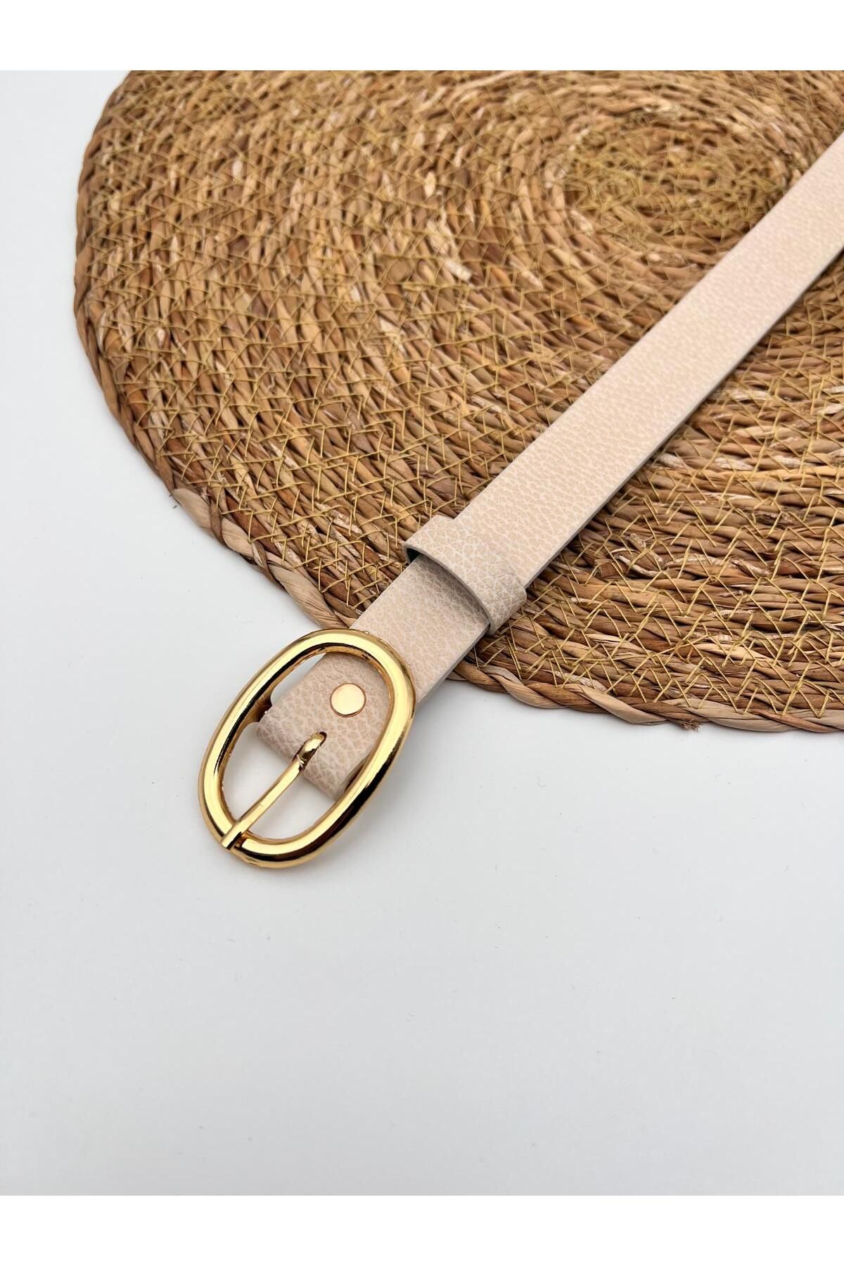 Descoin Oval Gold Tokalı Kadın Kemeri,Pantalon Kemeri,Ceket Kemeri,Gömlek kemeri