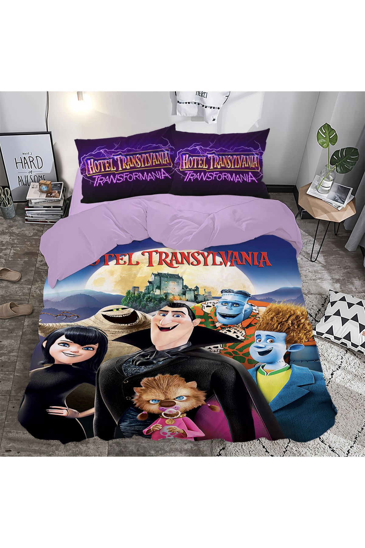hediyechy Hediye Nevresim Hotel Transylvania 3d Baskılı Çift Kişilik Nevresim Takımı Çarşafsız