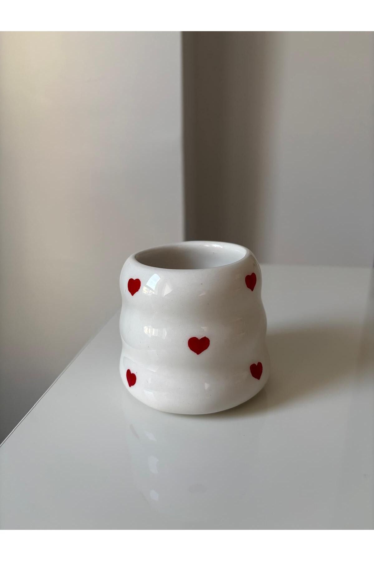 SeramikAY El Yapımı Seramik Kalp Kupa Tasarım, Seramik Mug, Kupa, Bardak, Dalmaçya Kupa, Espresso Bardağı